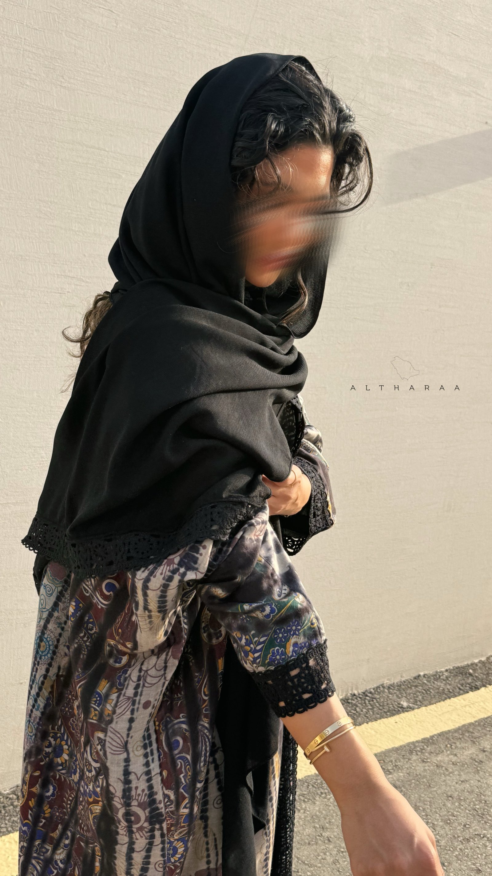  Tie-dye Abaya (Black/Olive) - Image 1