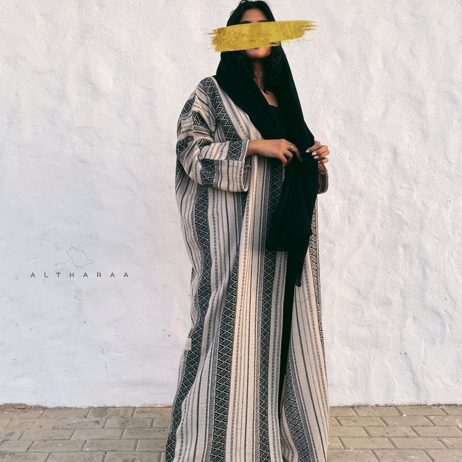 Turkish Linen abaya in Black - صورة 2