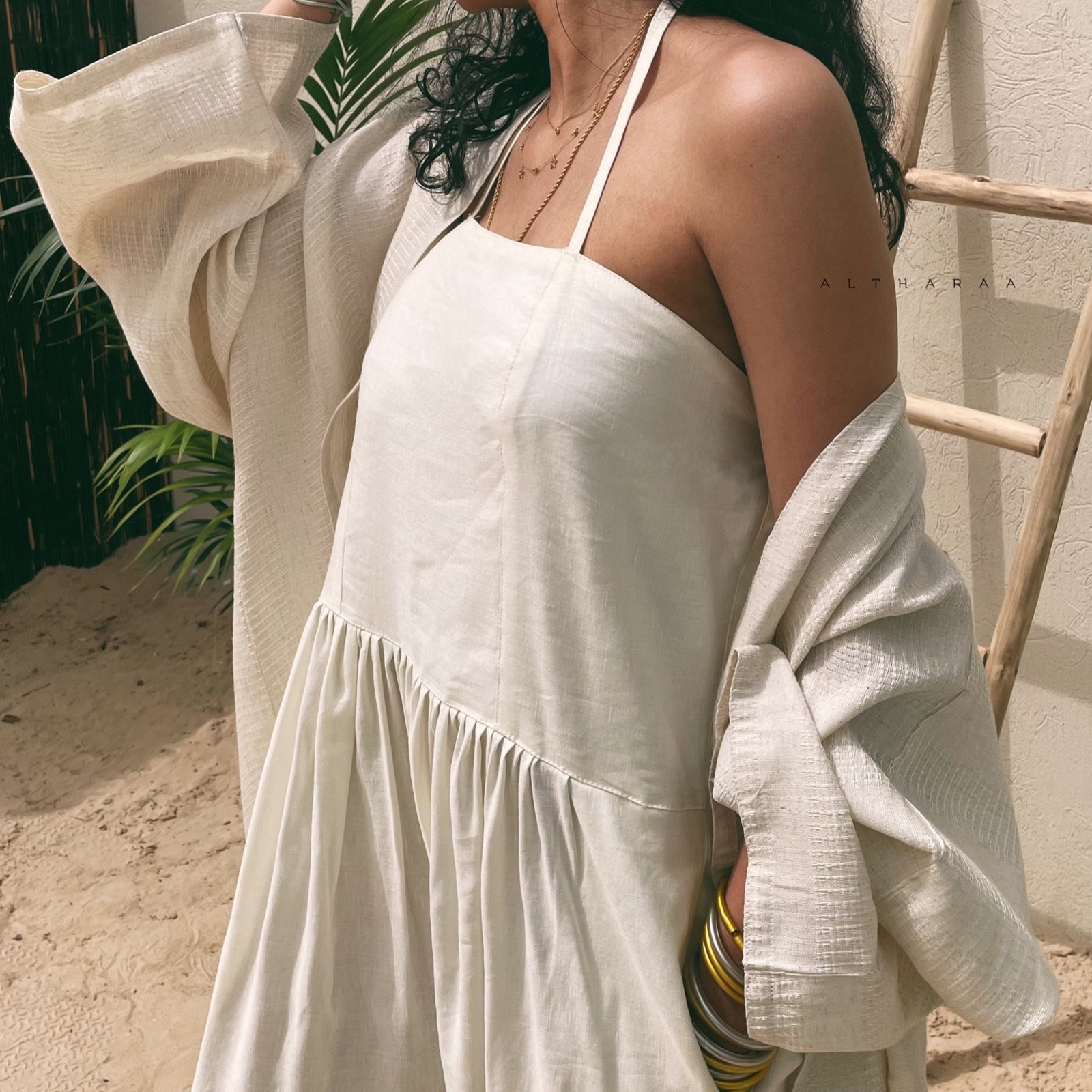 Creamy Linen Jumpsuit Set  - صورة 3