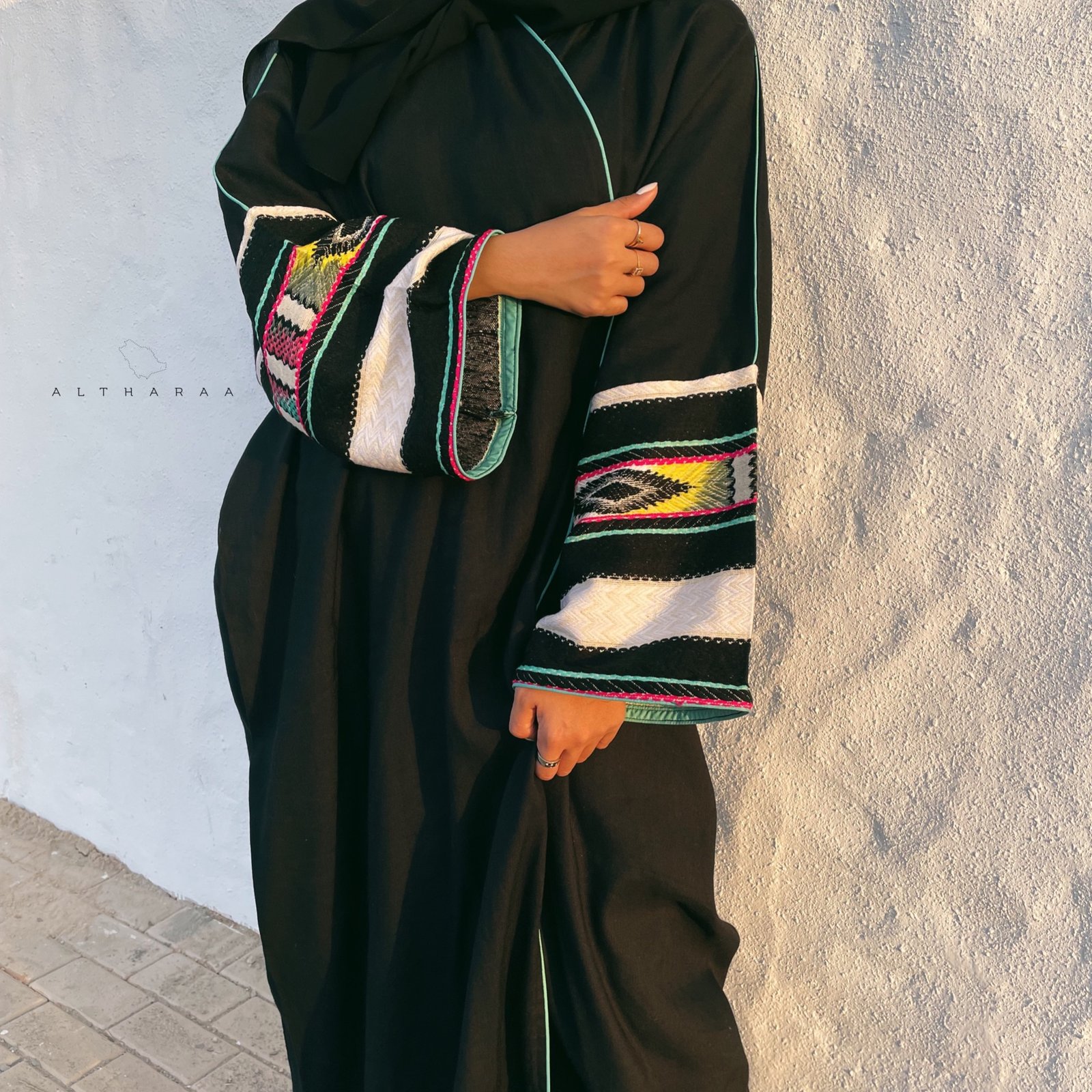 طقم لينن طبيعي مع سدو (أسود) - صورة 2