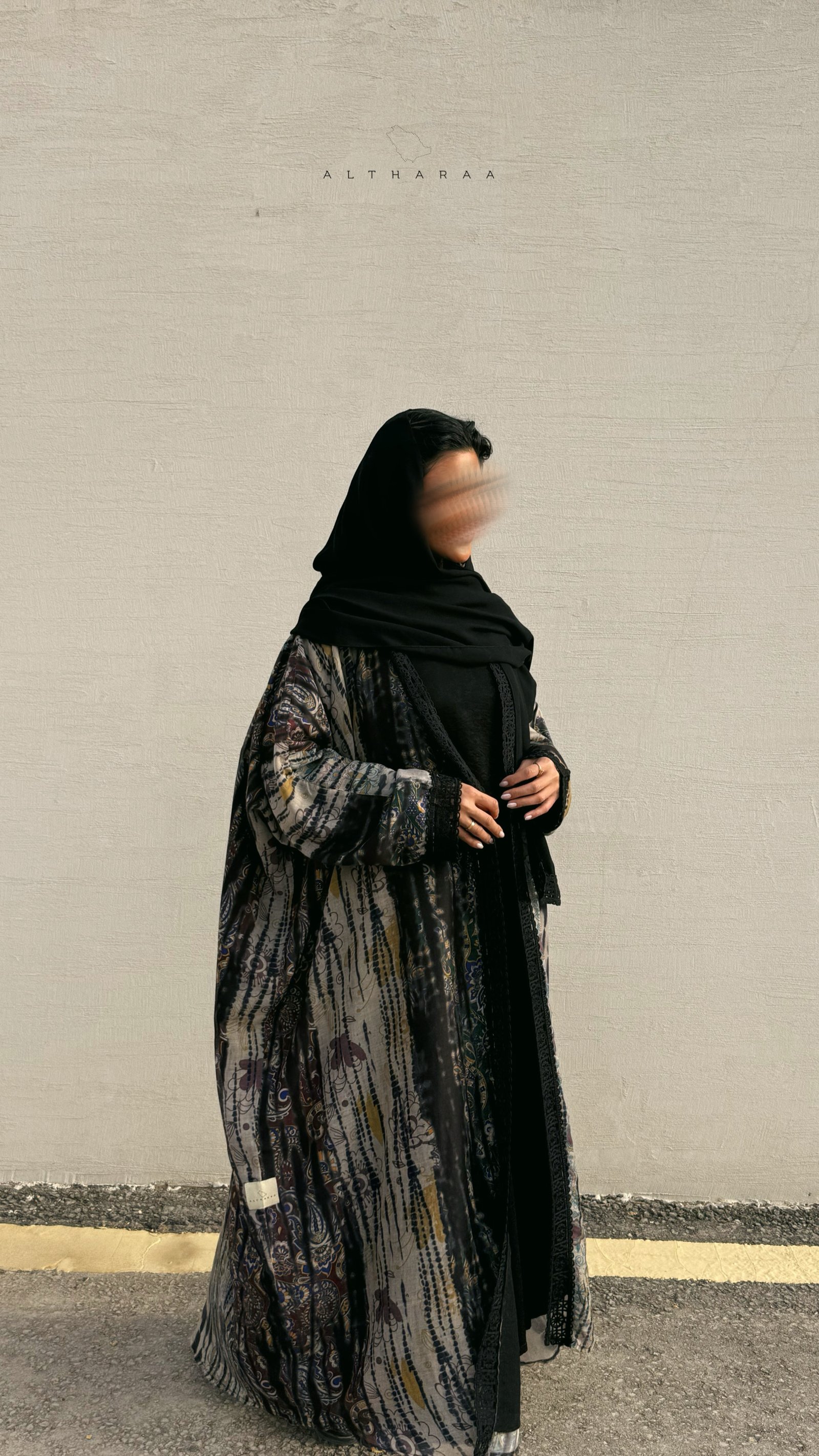  Tie-dye Abaya (Black/Olive) - Image 2