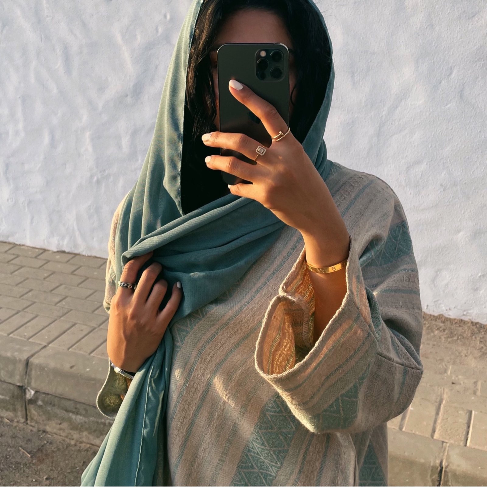 Turkish Linen abaya in Tiffany  - صورة 5