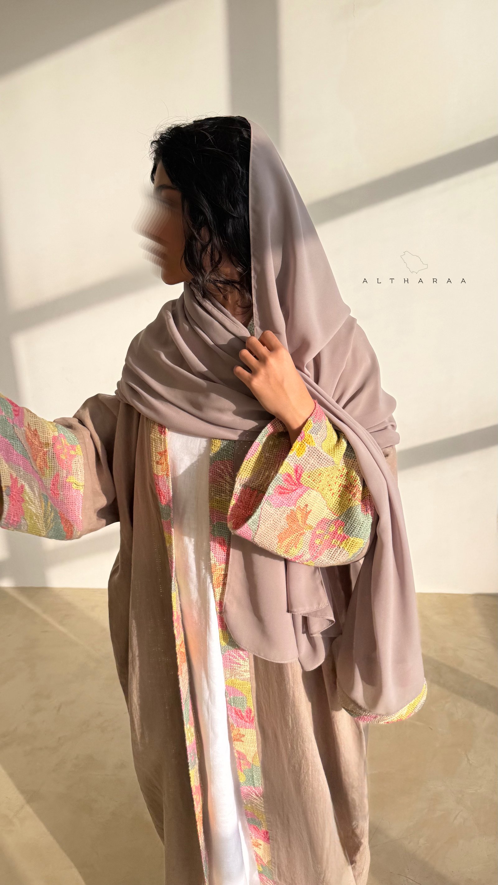 عباية لينن طبيعي/خيش (بني) - صورة 2