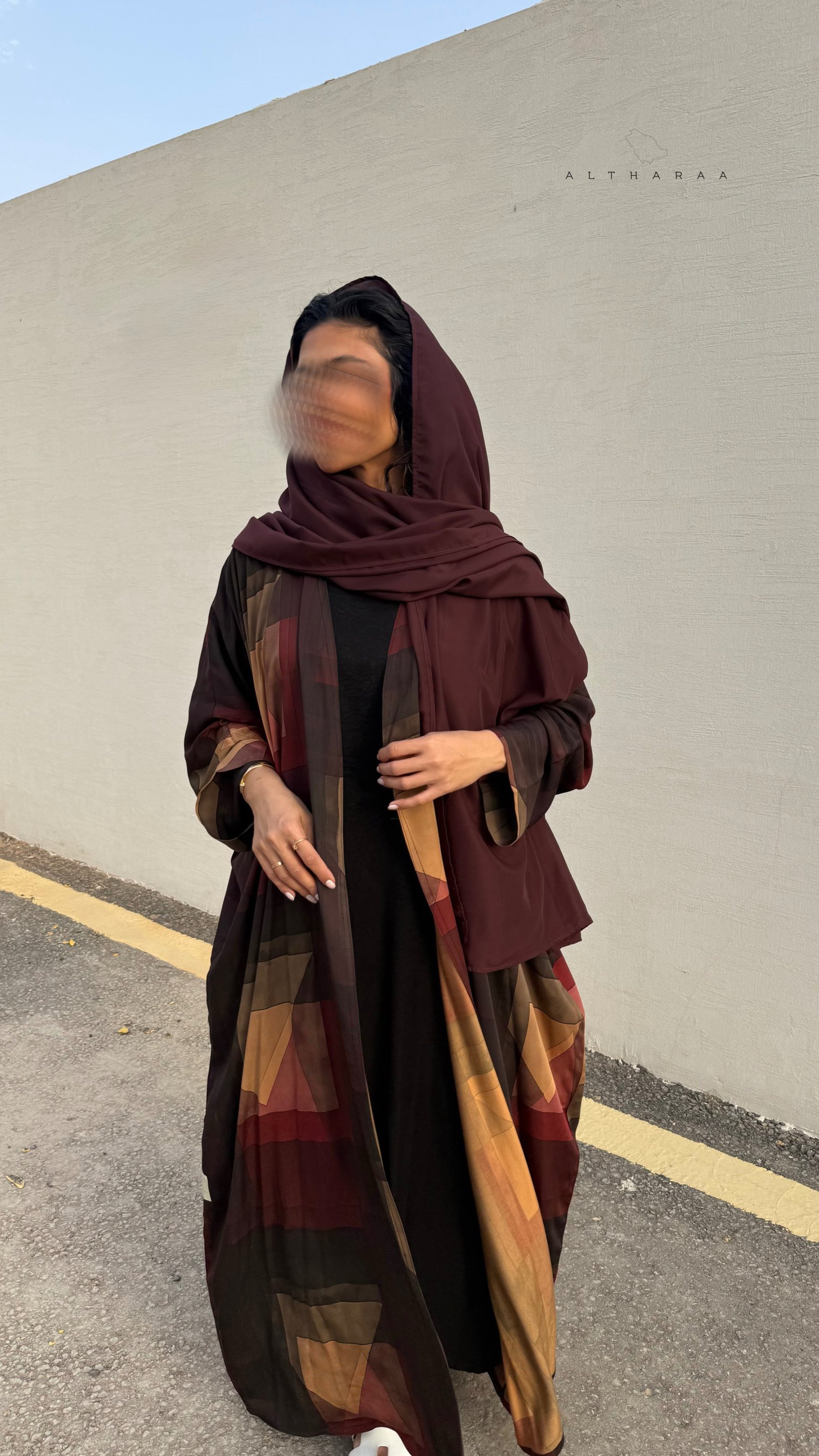 عباية فسكوز تنسل (عنابي)  - صورة 2