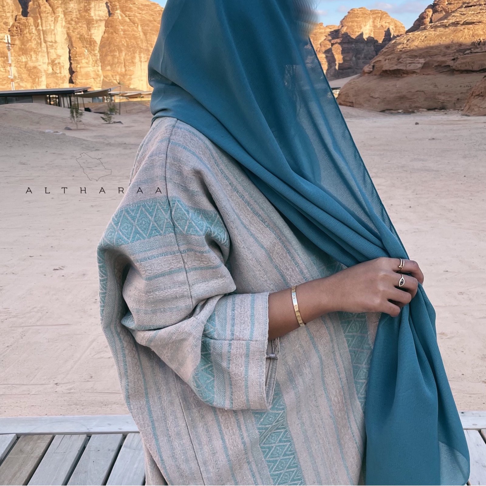Turkish Linen abaya in Tiffany  - صورة 1