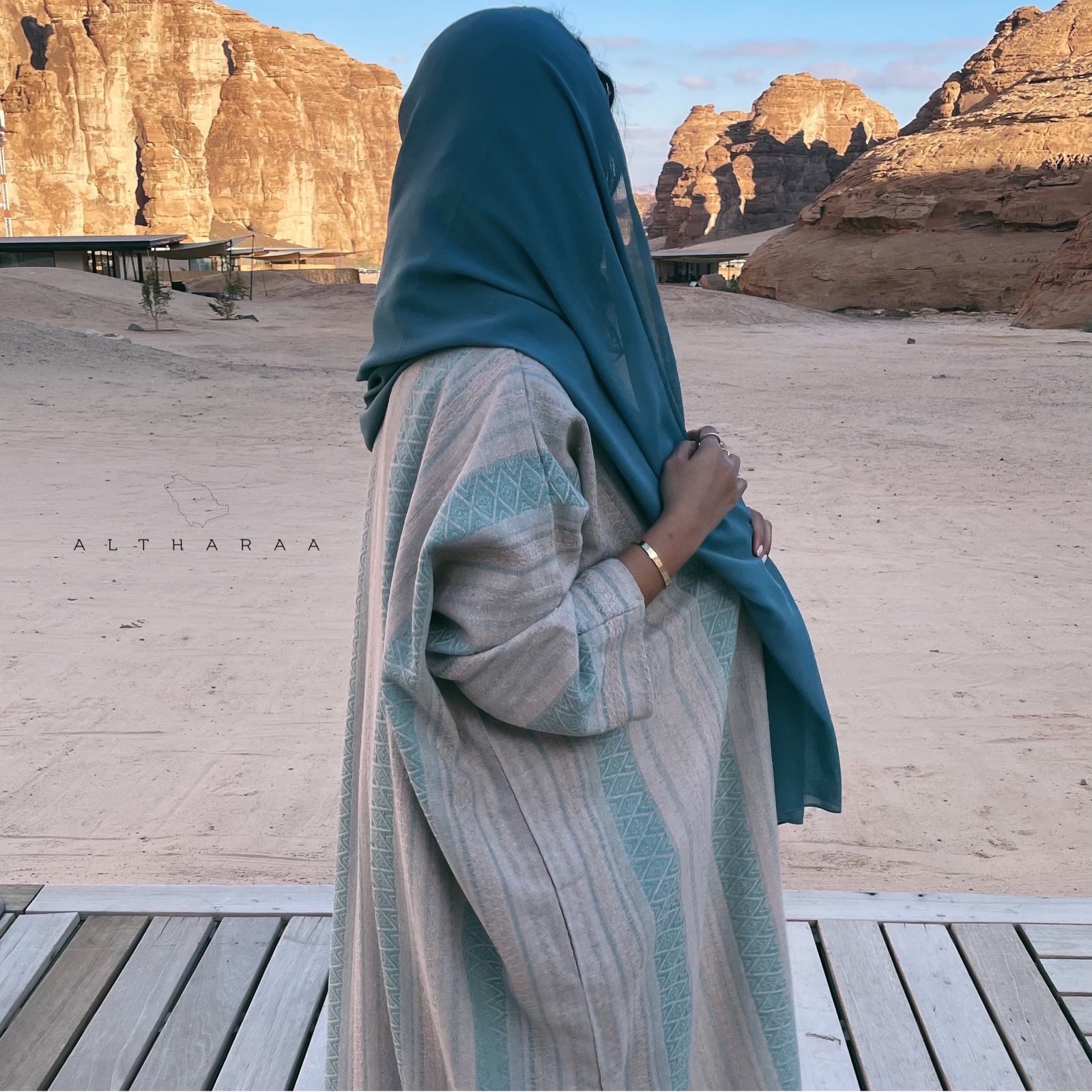 Turkish Linen abaya in Tiffany  - صورة 4