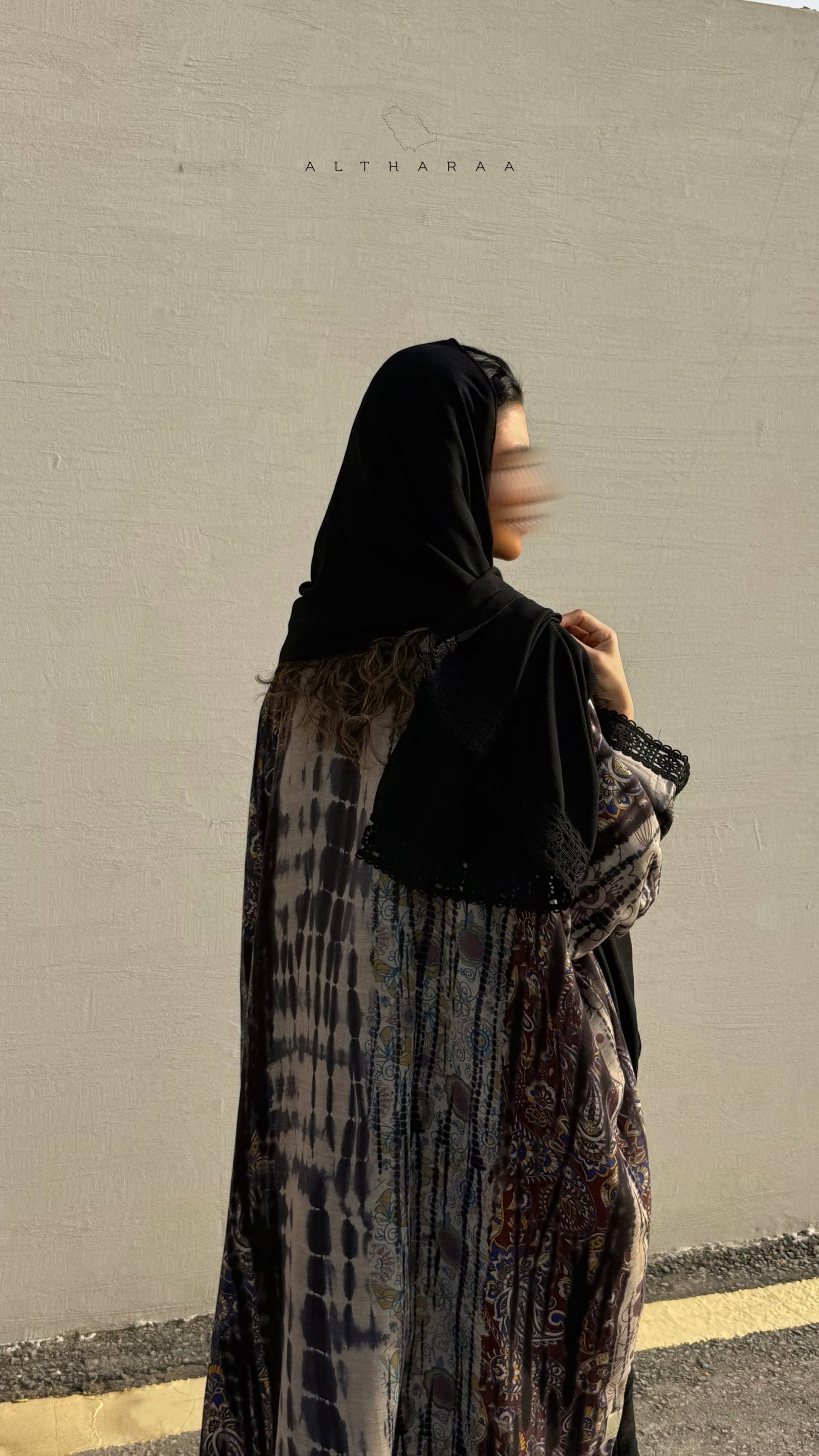 Tie-dye Abaya (Black/Olive) - Image 4