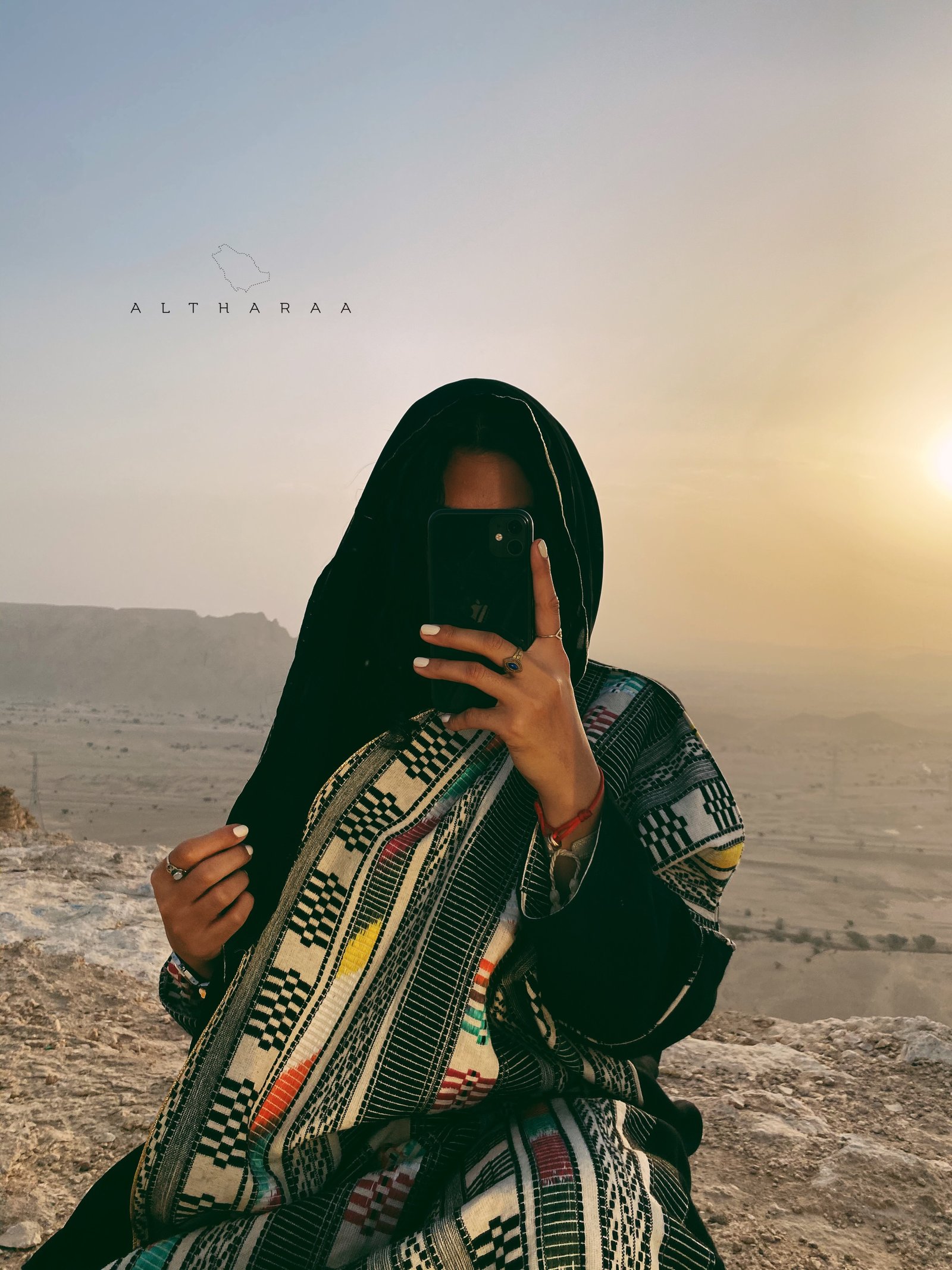 عباية لينن طبيعي أسود مع سدو  - صورة 4