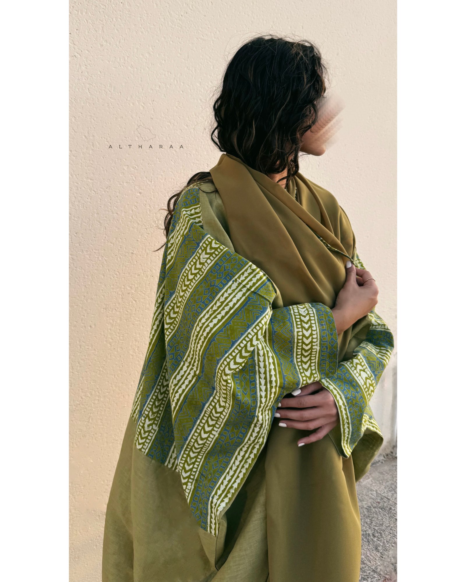 Pure Linen Abaya with Indian Cotton (Olive) - Image 1