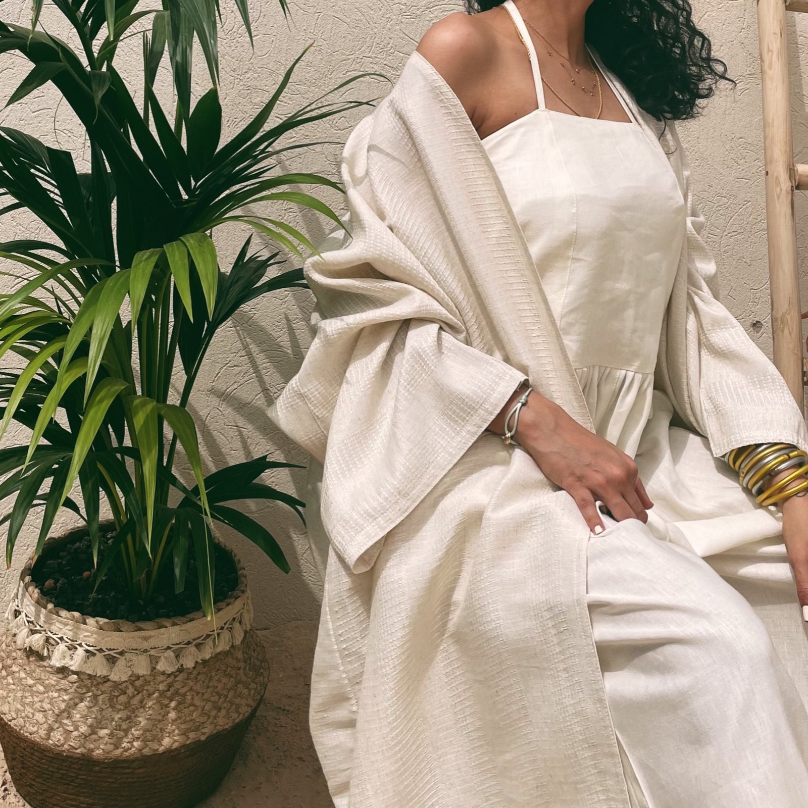  Creamy Linen Jumpsuit Set  - صورة 4