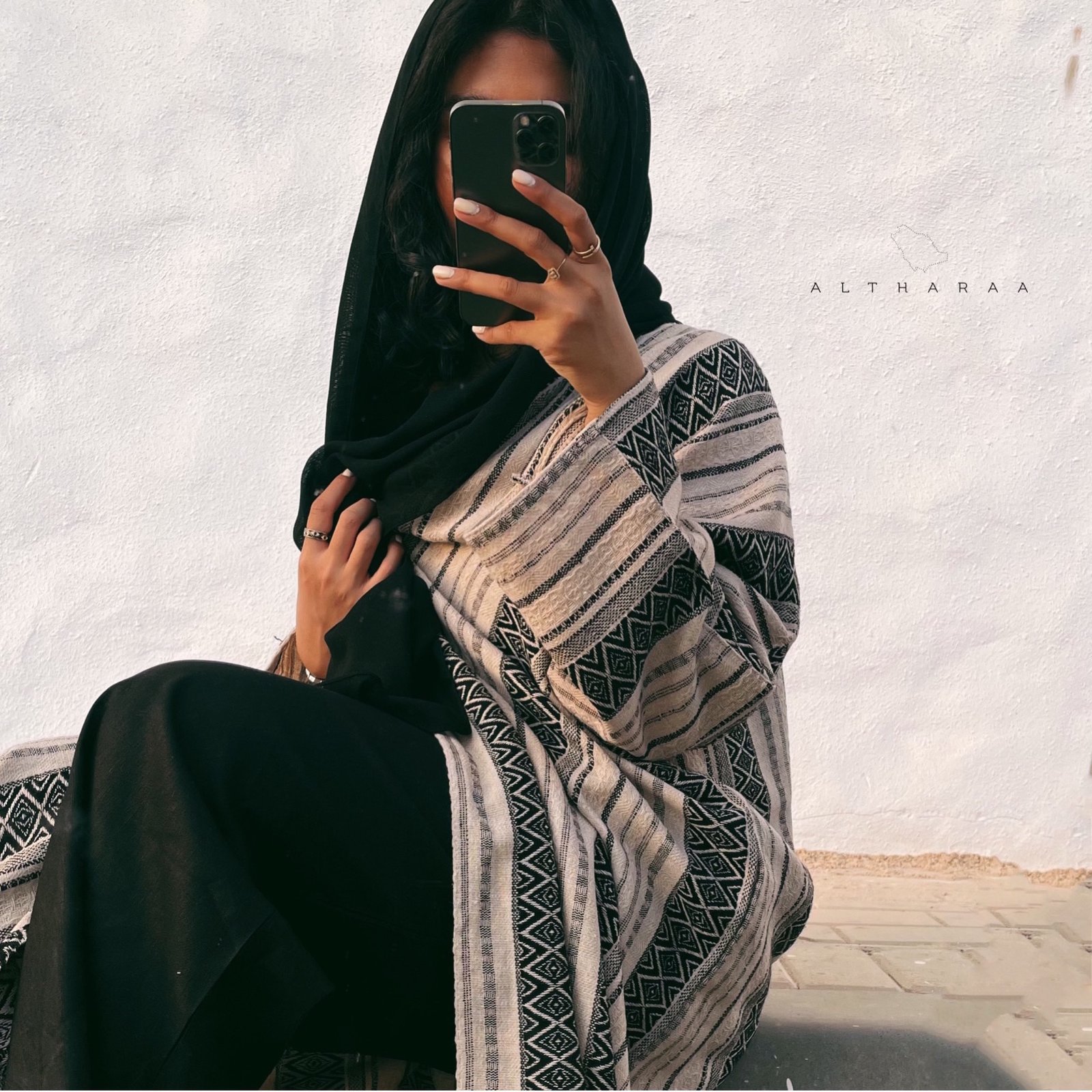 Turkish Linen abaya in Black - صورة 1