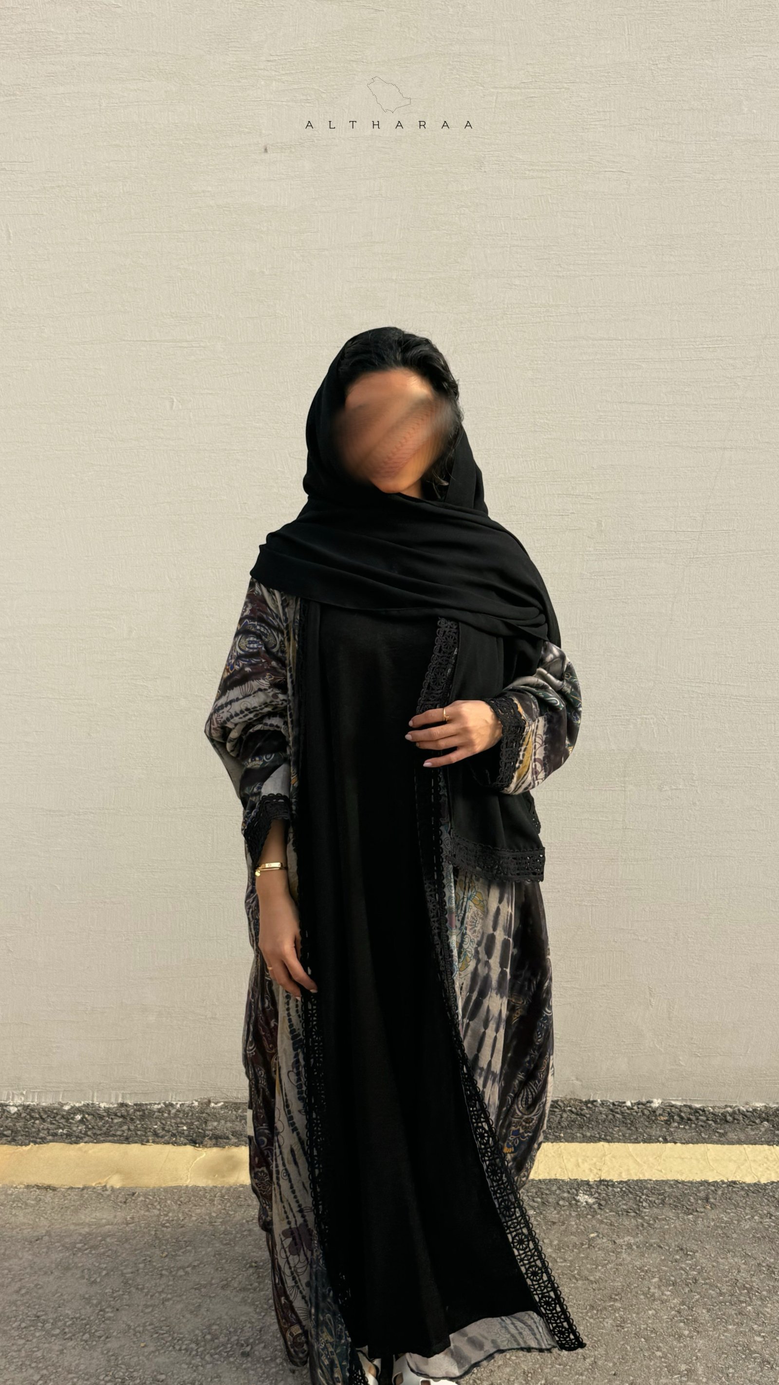  Tie-dye Abaya (Black/Olive) - Image 6