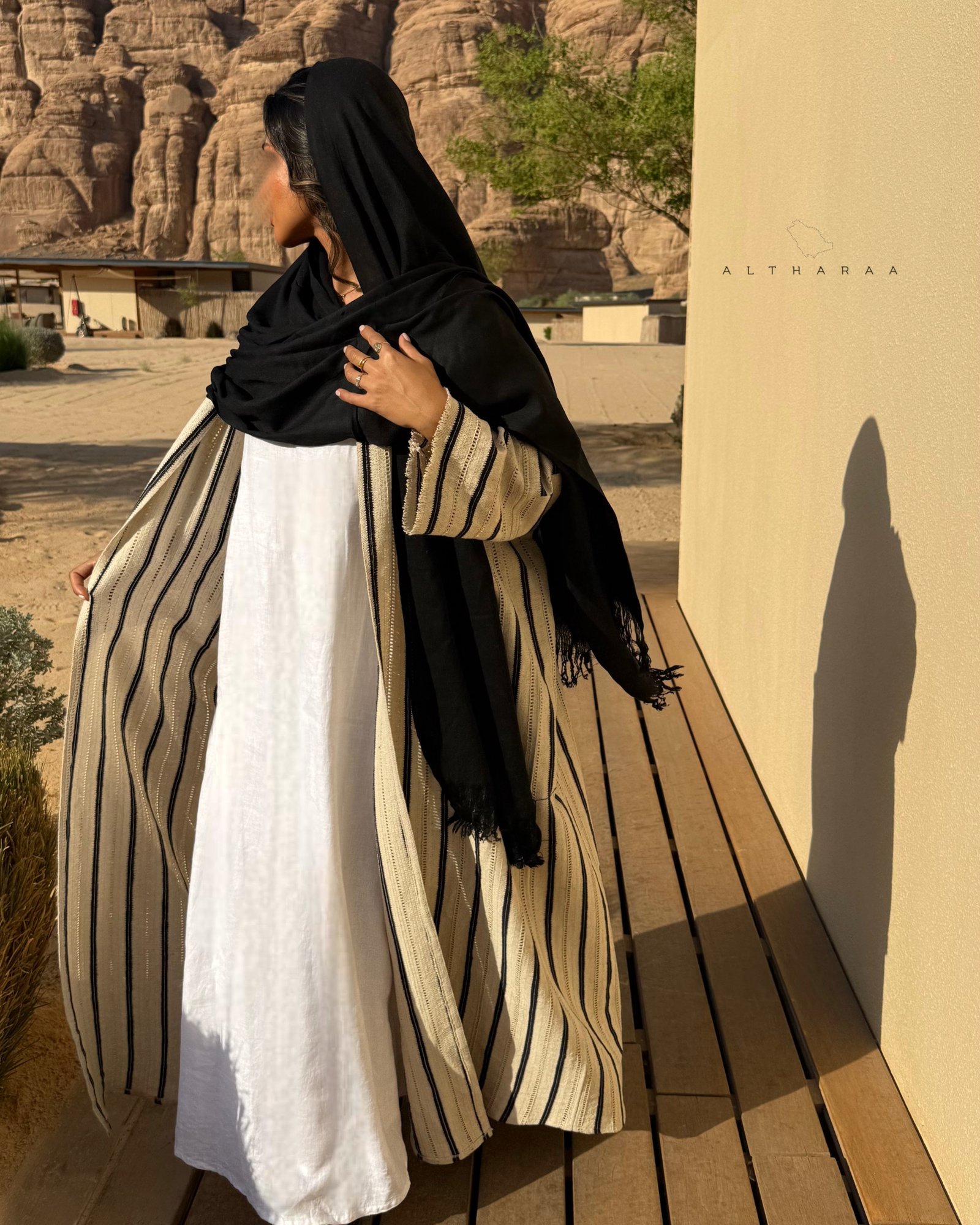 عباية خيش لينن (أسود) - صورة 4