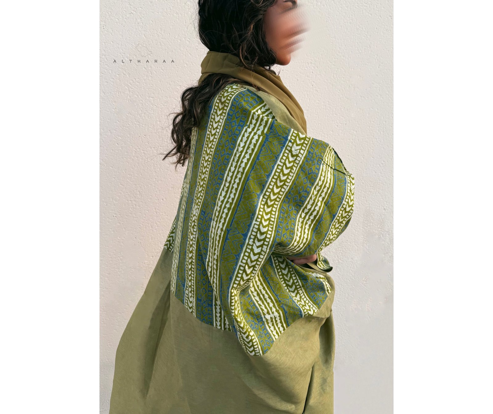 Pure Linen Abaya with Indian Cotton (Olive) - Image 6