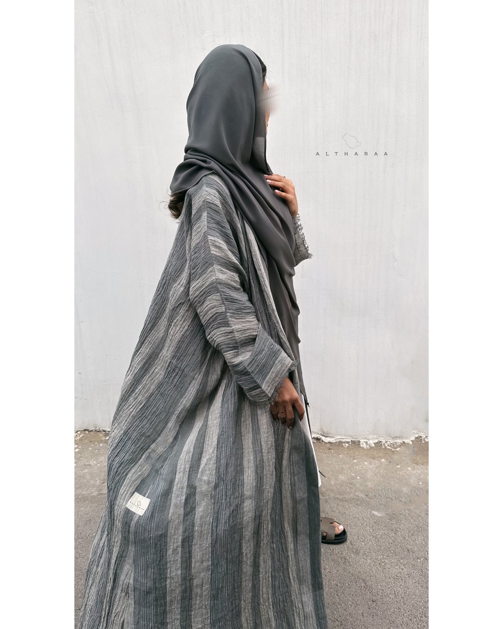 عباية لينن طبيعي (زيتي) - صورة 2