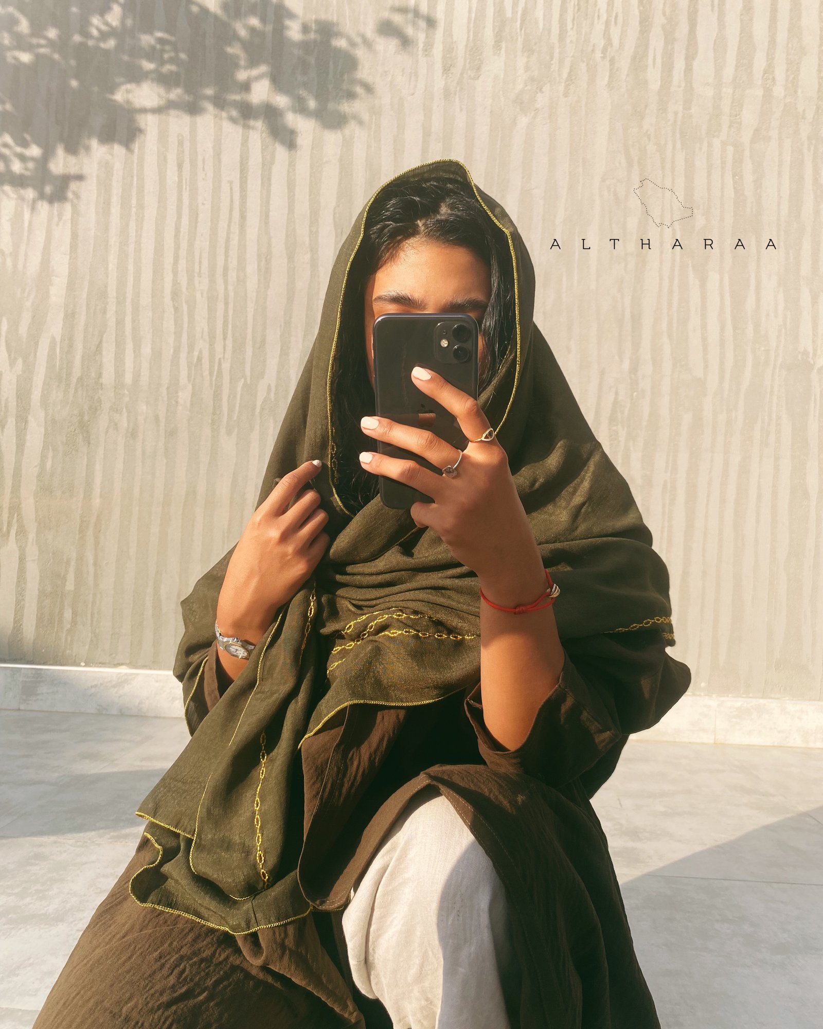 عباية لينن بني/زيتي - Image 4