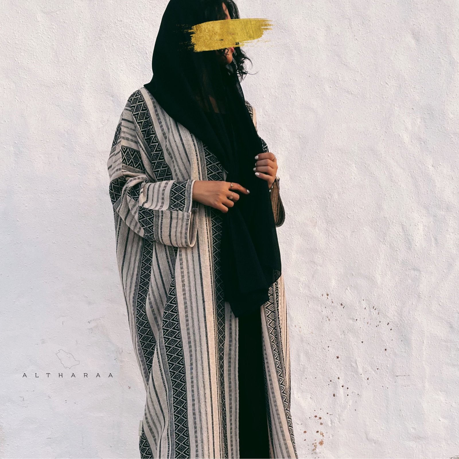 Turkish Linen abaya in Black - صورة 5
