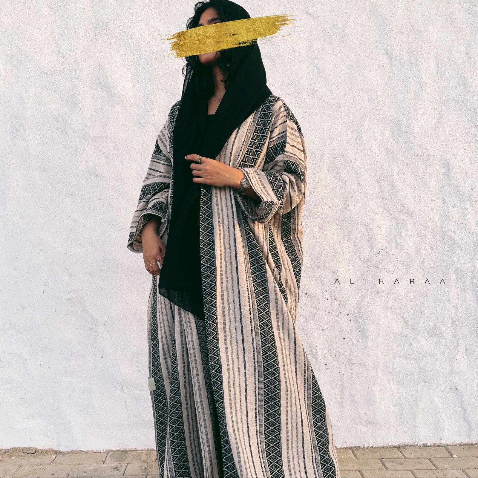 Turkish Linen abaya in Black - صورة 6