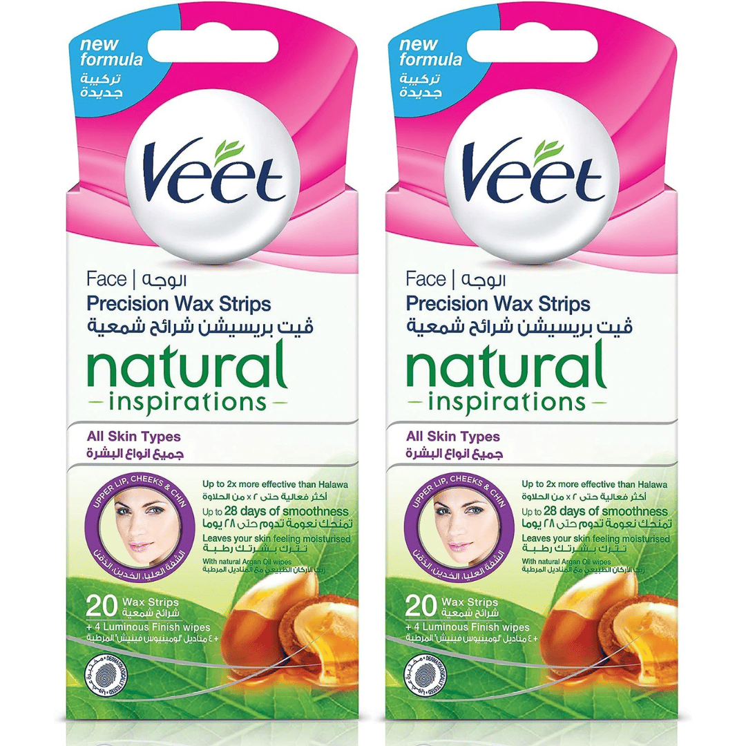 Bundle Of 2 (Veet Hair Removal Wax Face Argan Oil 20 Pieces ) - Image 1