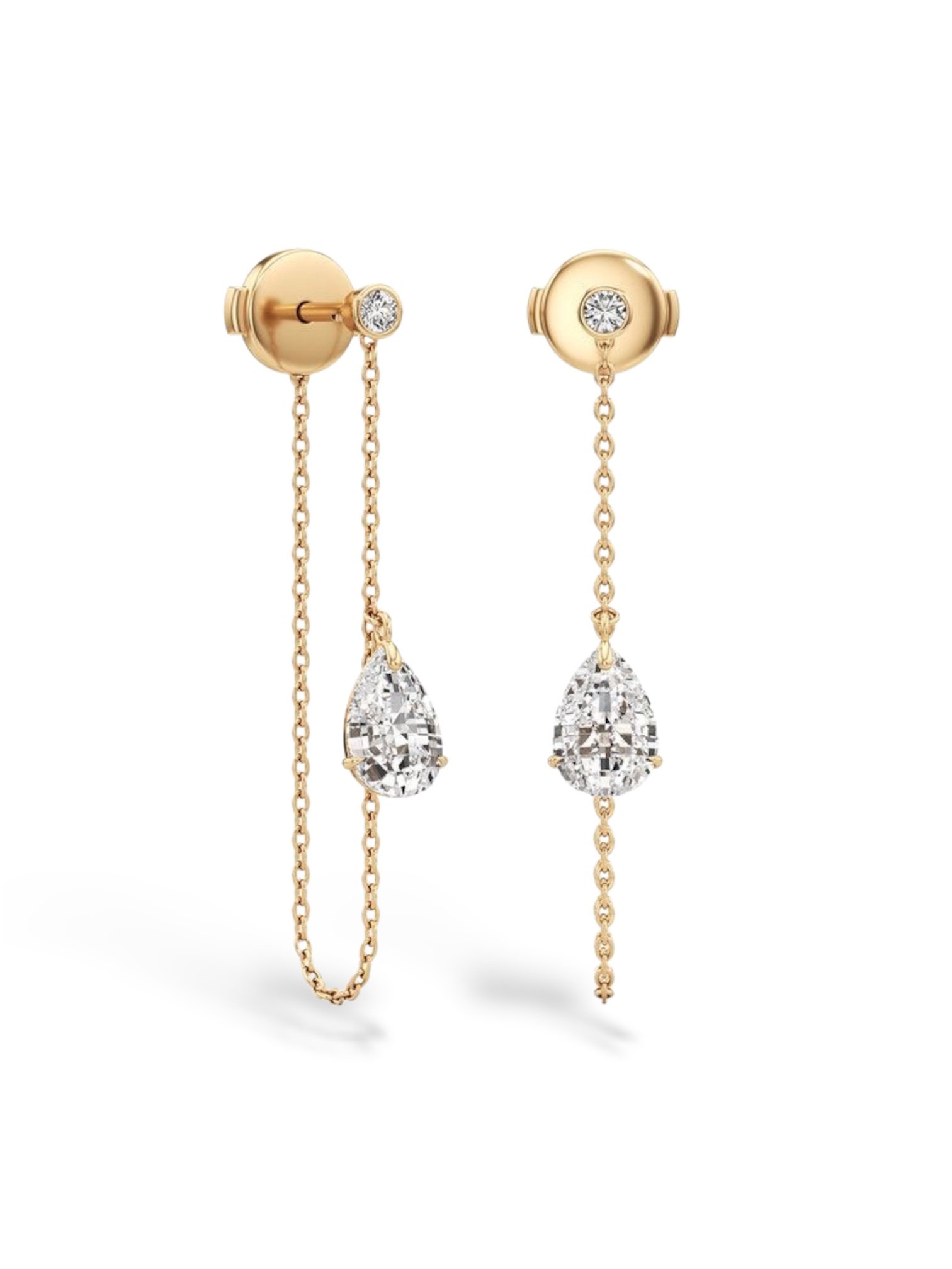 The Solitaire Pear Chain Threader Earrings - صورة 1