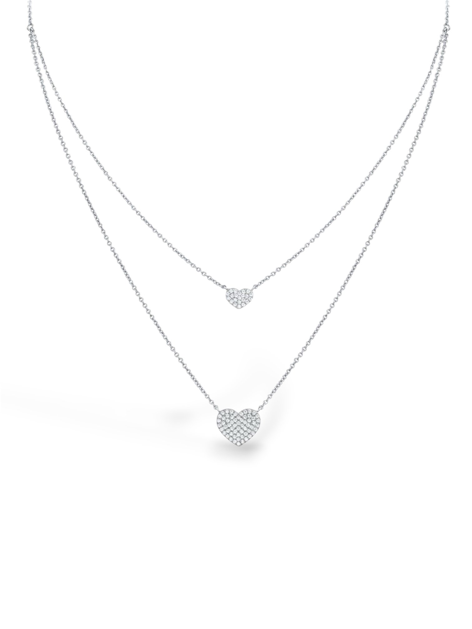 The Double-Strand Pavé Heart Necklace - Image 1