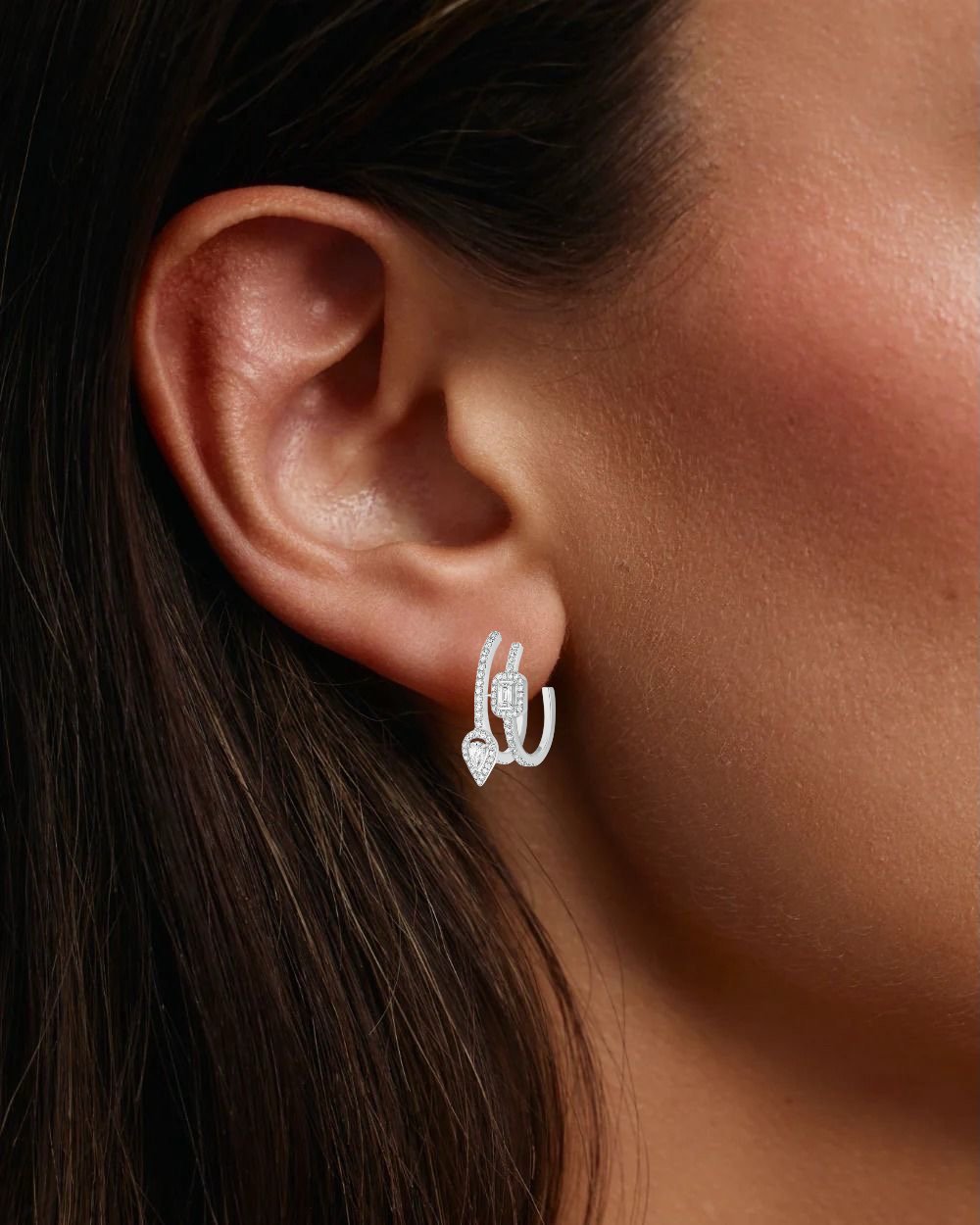 The Duo Illusion Diamond Hoops - صورة 2