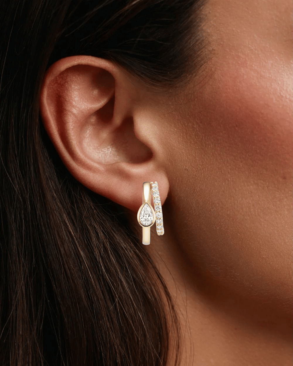 The Bezel Pear Dual-Band Hoops - Image 2