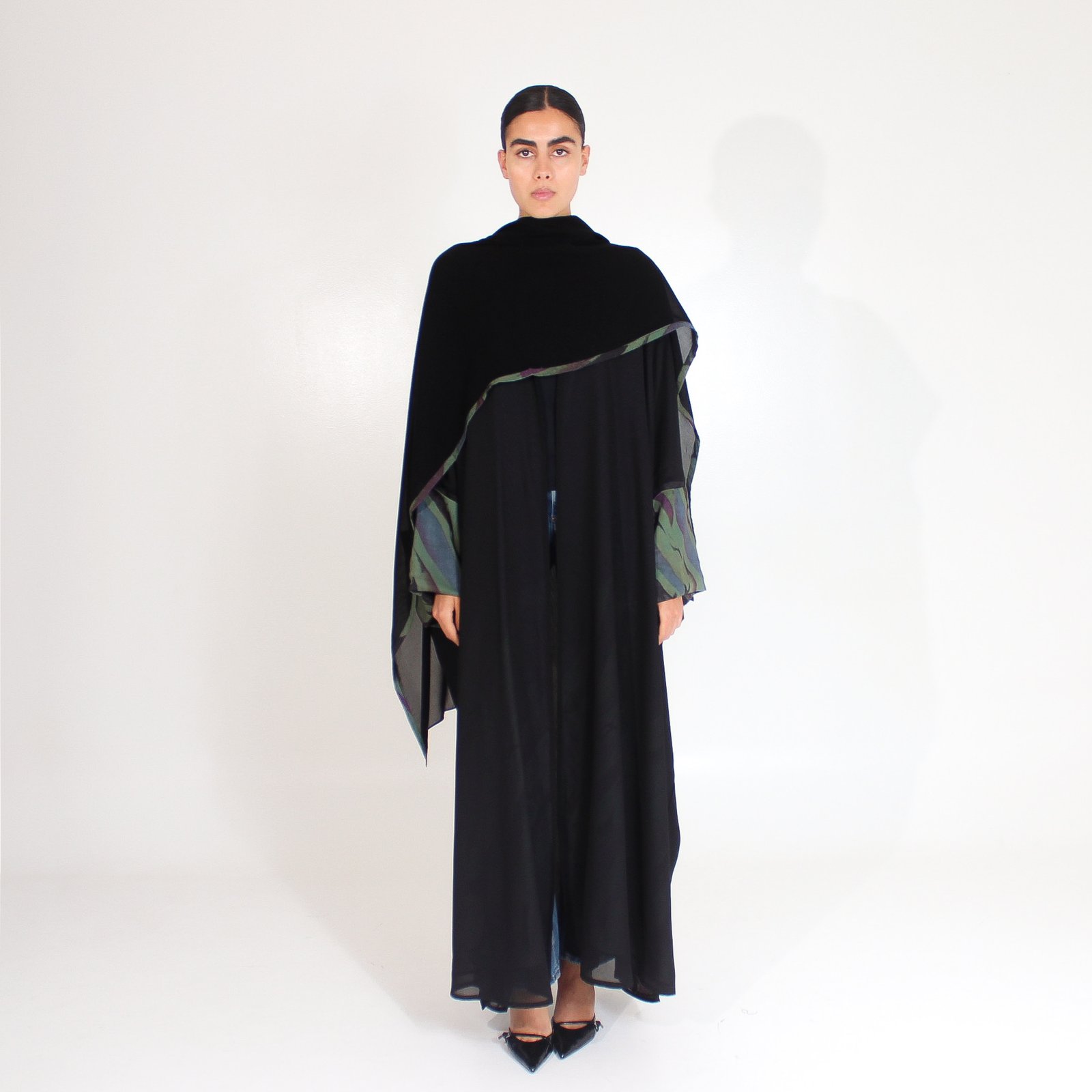 شيفون مبطن زيتي - Image 1