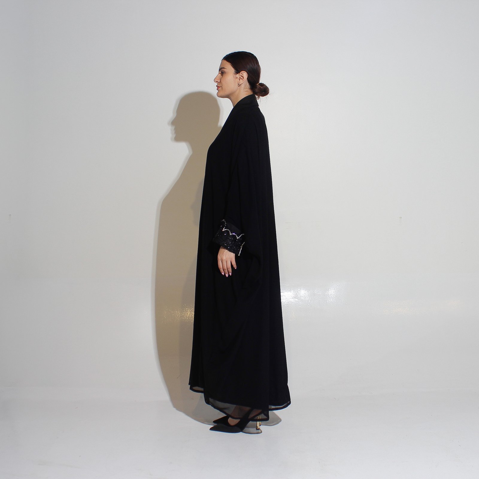شيفون اسود مع شك - Image 6