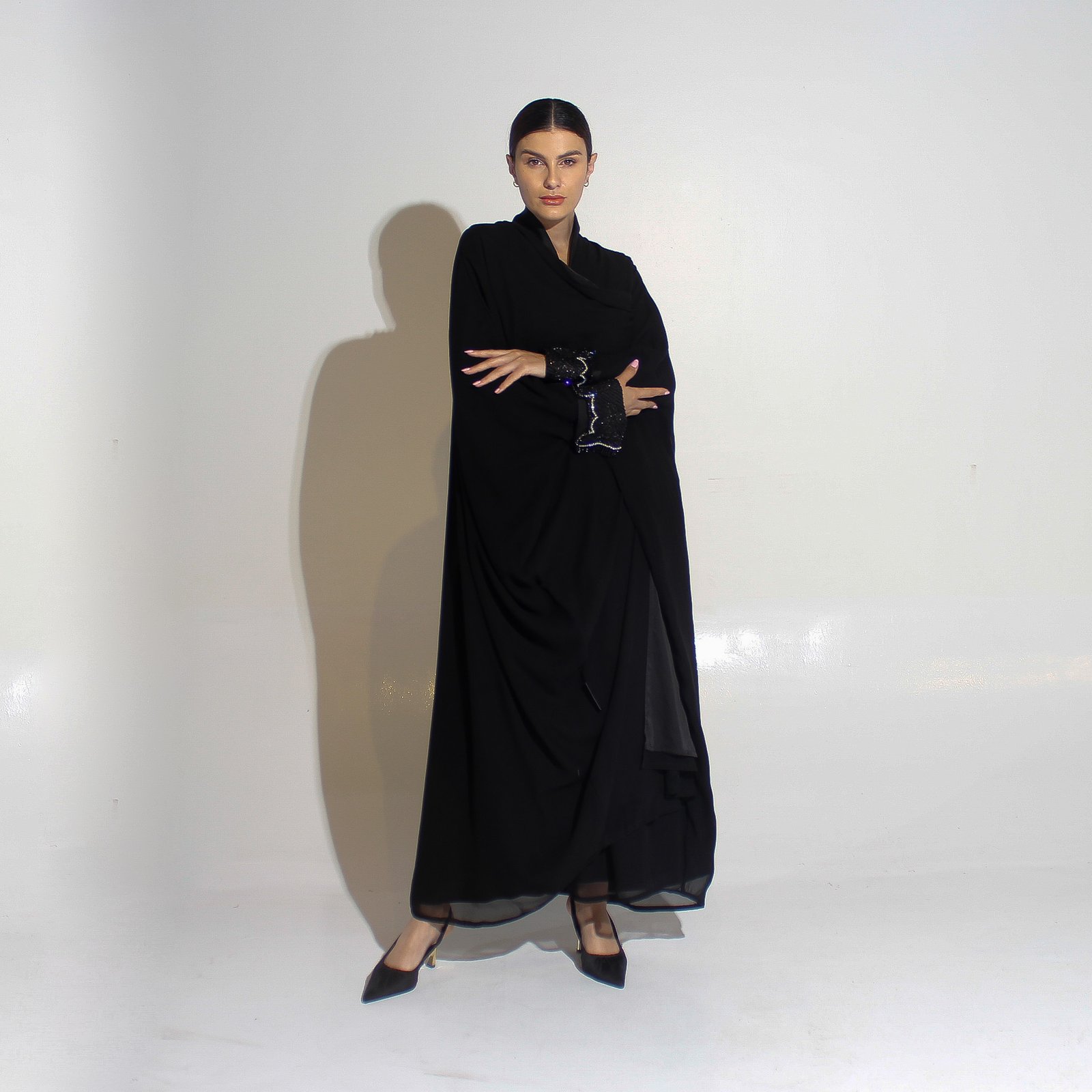 شيفون اسود مع شك - Image 8