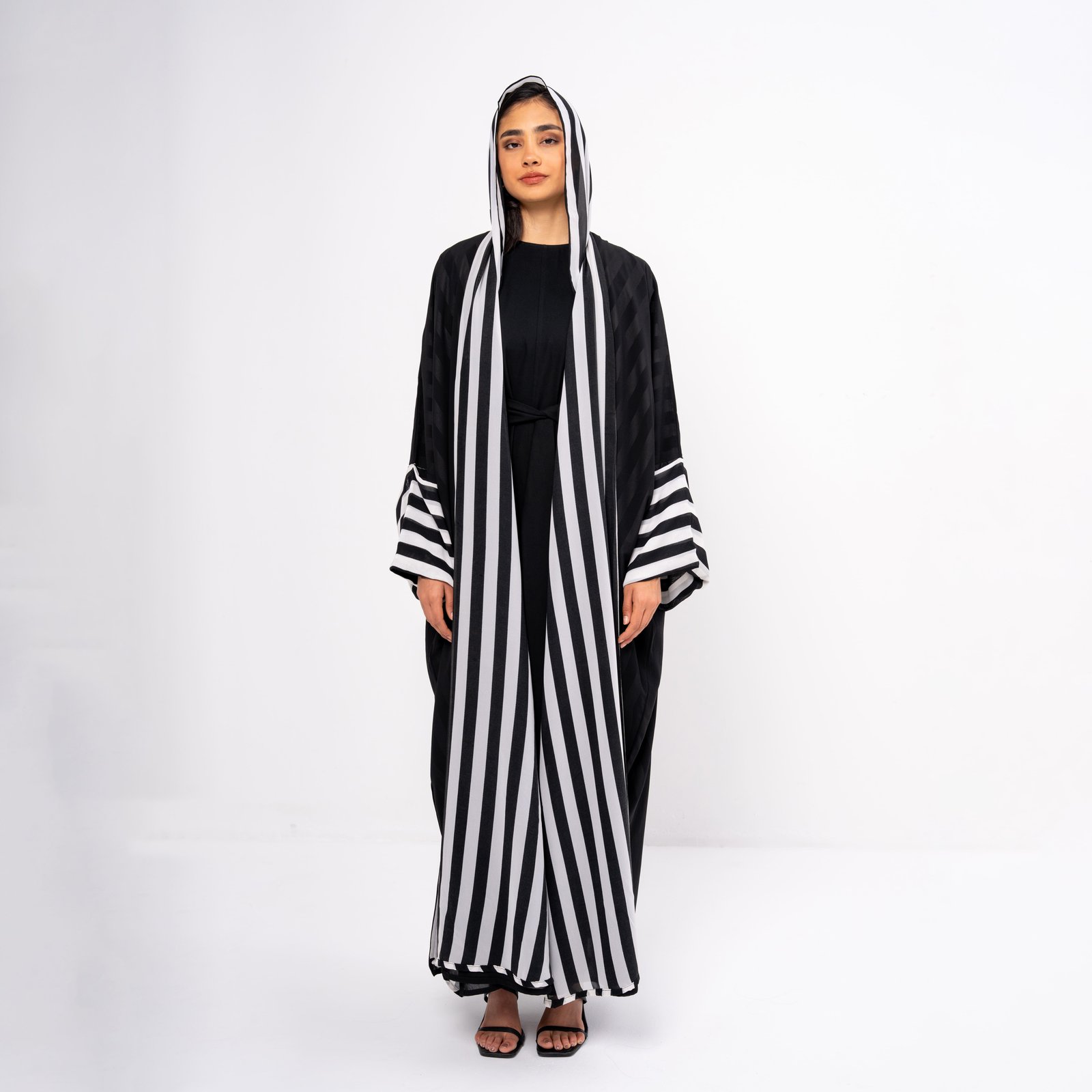 Black and white striped chiffon - Image 1