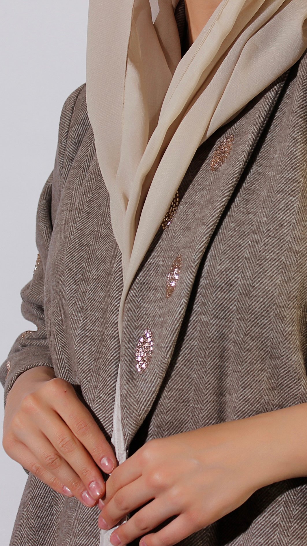 صوف مقلم بيج - Image 3