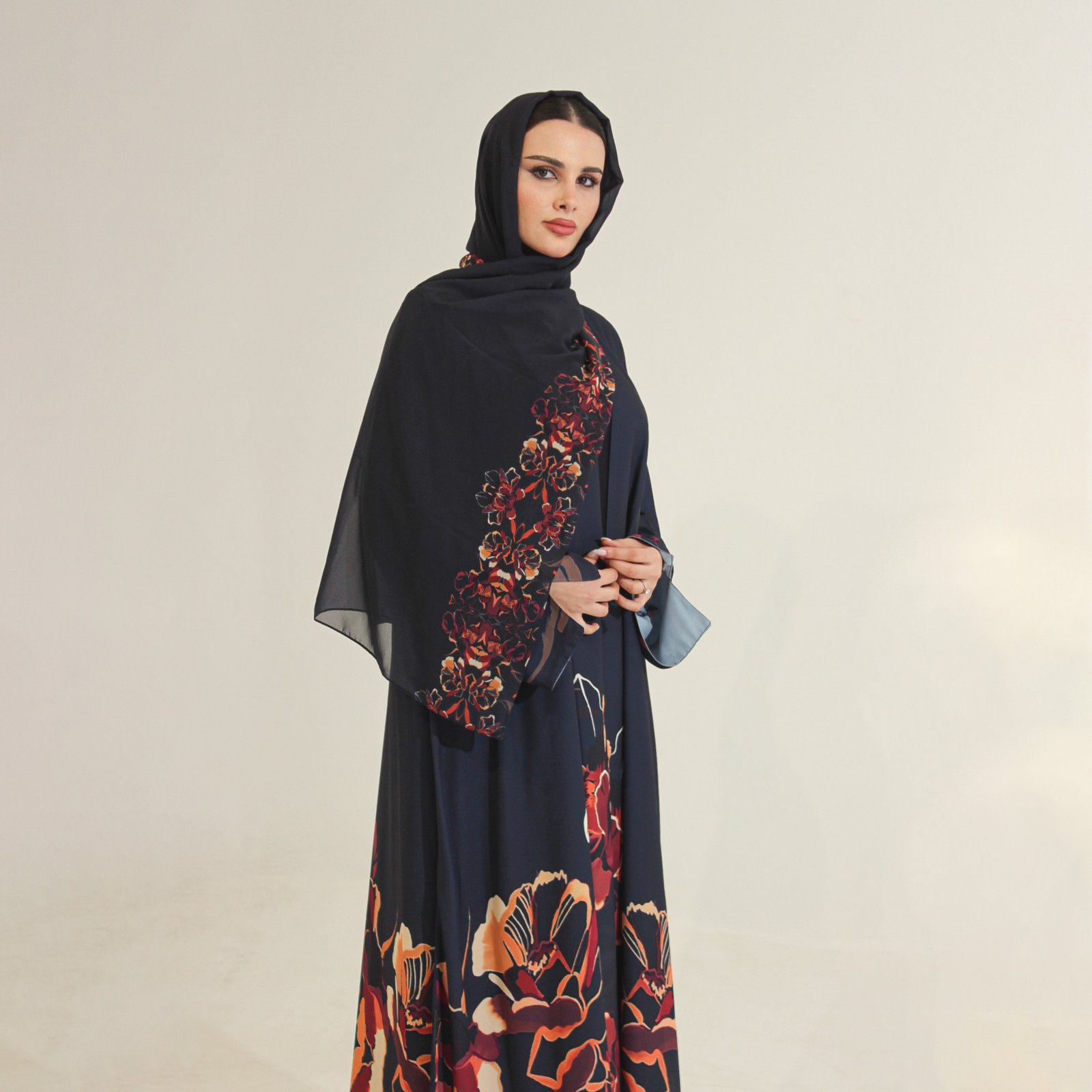 شيفون طباعه كحلي - Image 4