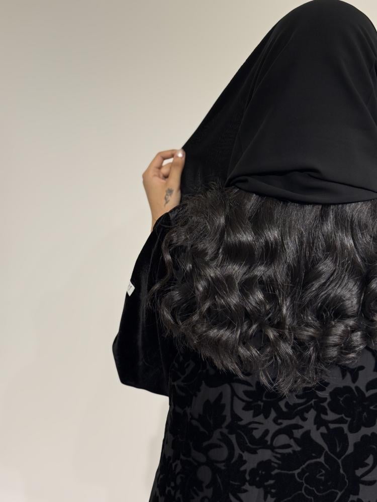 مخمل اسود مع مخمل شيفون من الخلف - صورة 13