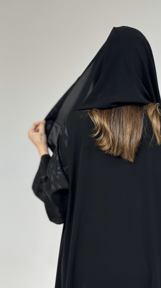 عباية ملكي مع أكمام كتان مشجر - صورة 3