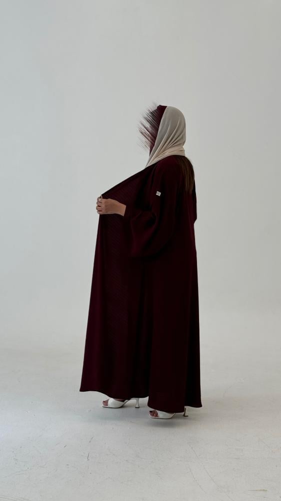 عبايه زوم عنابي اكمام واسعه - صورة 2