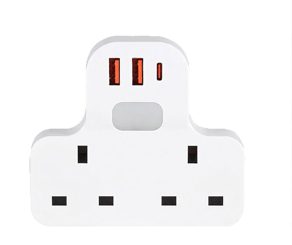 توصيلة قابس جداري افياش ثلاثي 2 مع مدخل 2USB +Type-C ضمان 3 سنوات  - صورة 2
