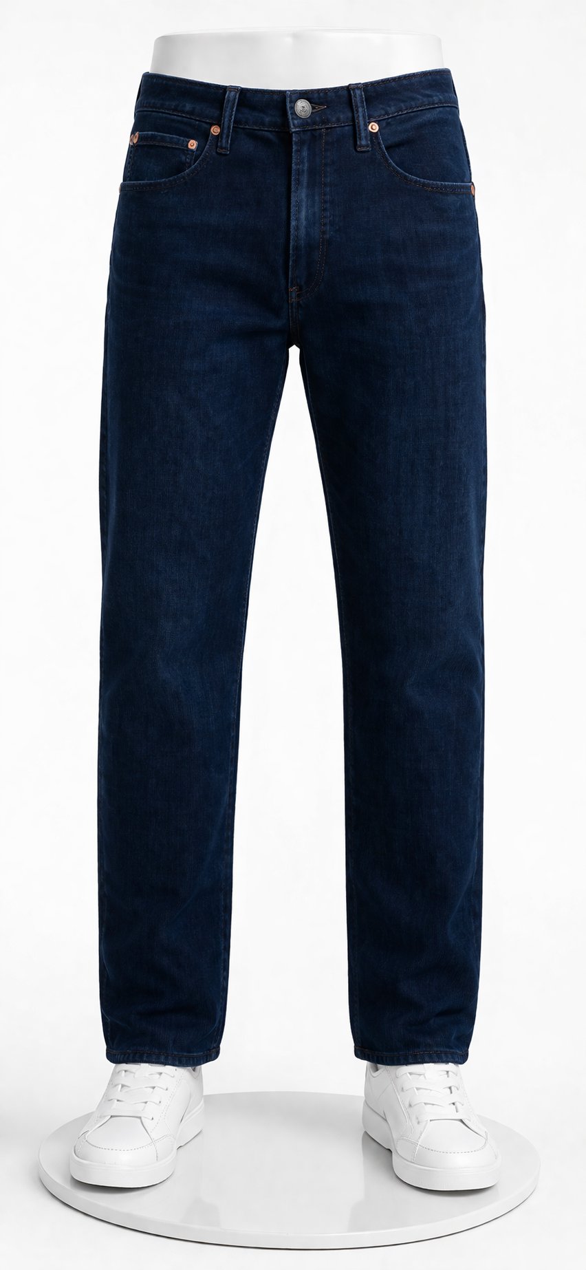Men’s Relaxed Fit Dark Blue Jeans - صورة 1