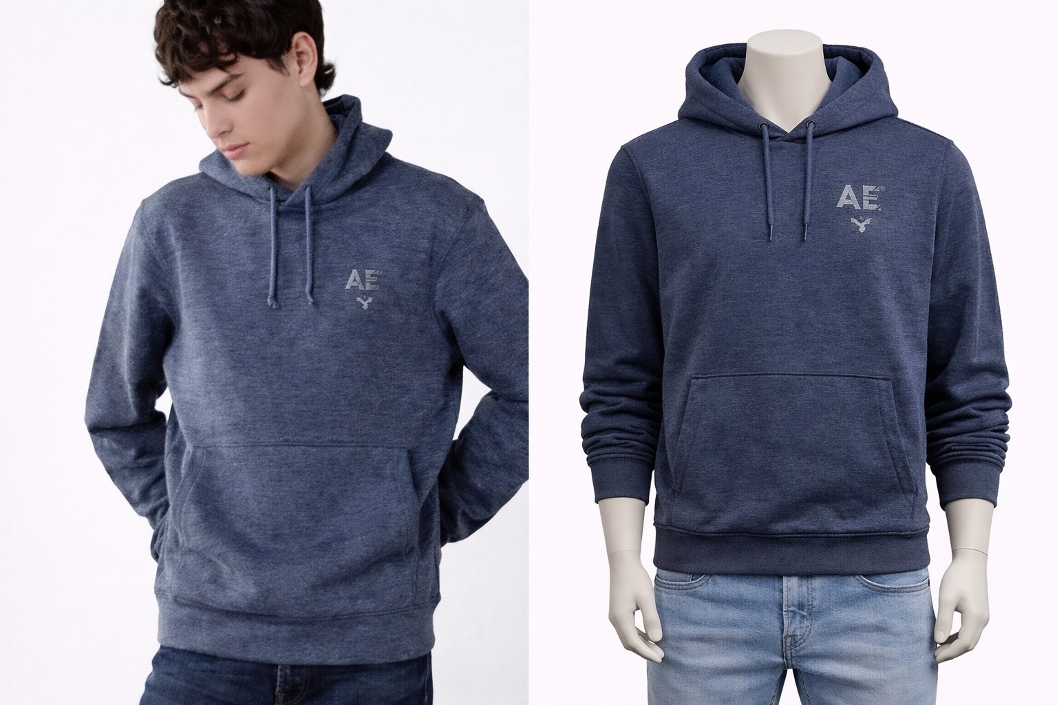 Men’s Blue Heather Hoodie – Clean Casual Style & Comfort 🔵 - صورة 1