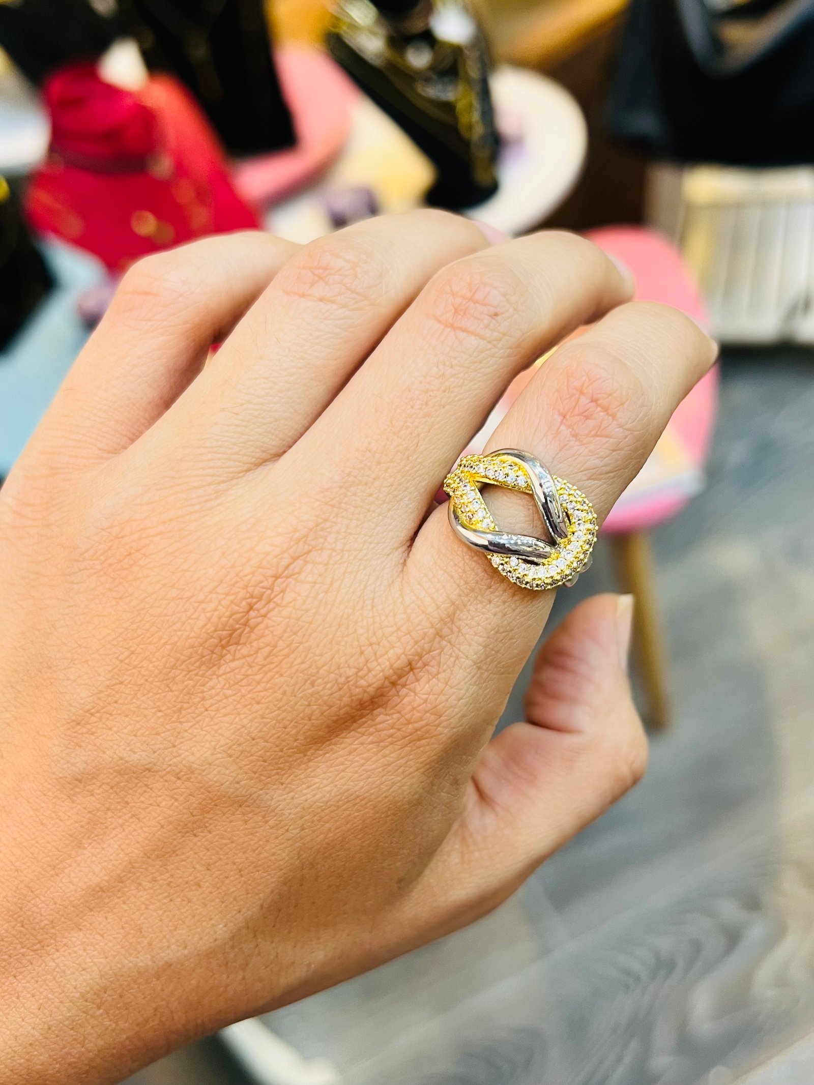Silver x gold ring  - صورة 1