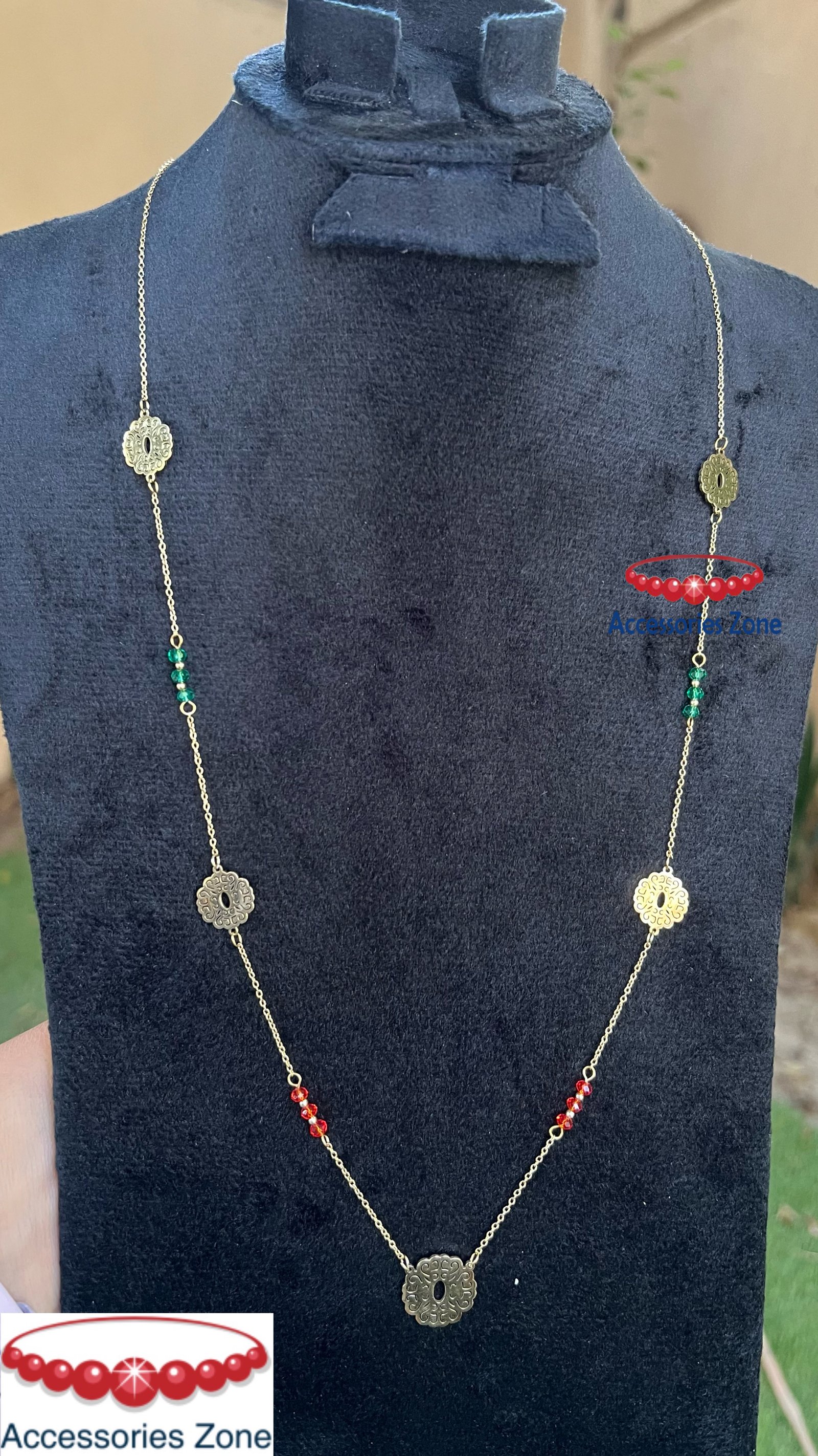 Long necklace with coloured stones - صورة 2