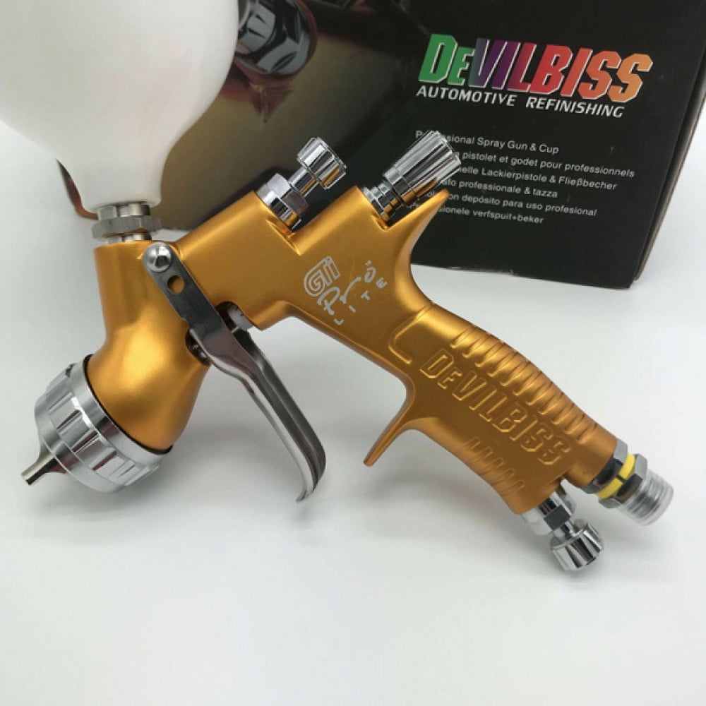 ديفيلبس برو ليت جتي 13-14 ذهبي DEVILBISS PROLT-GTE20-1314GD Gravity Gun & Cup Gold - Image 1