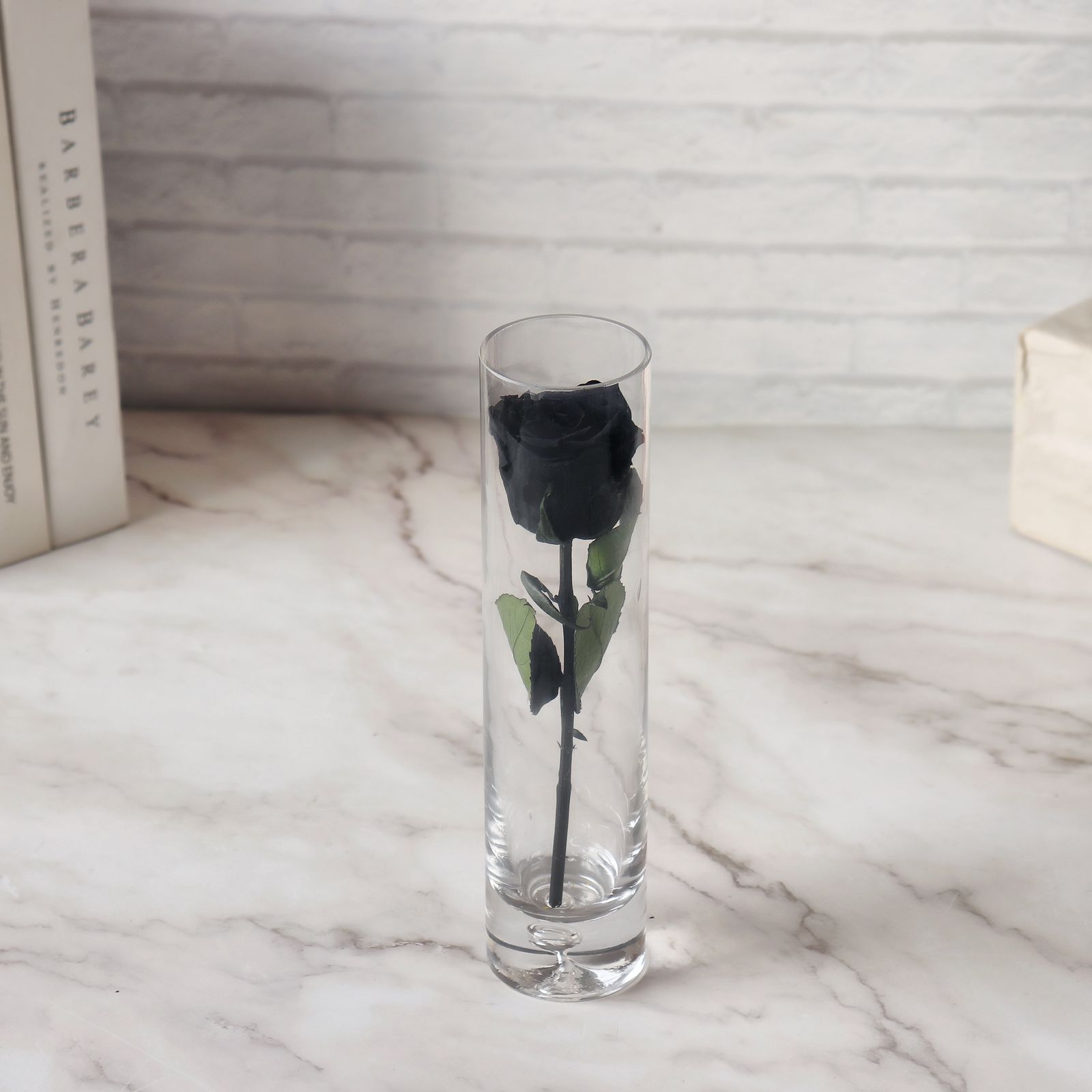 Preserved black rose tube vase - Image 1