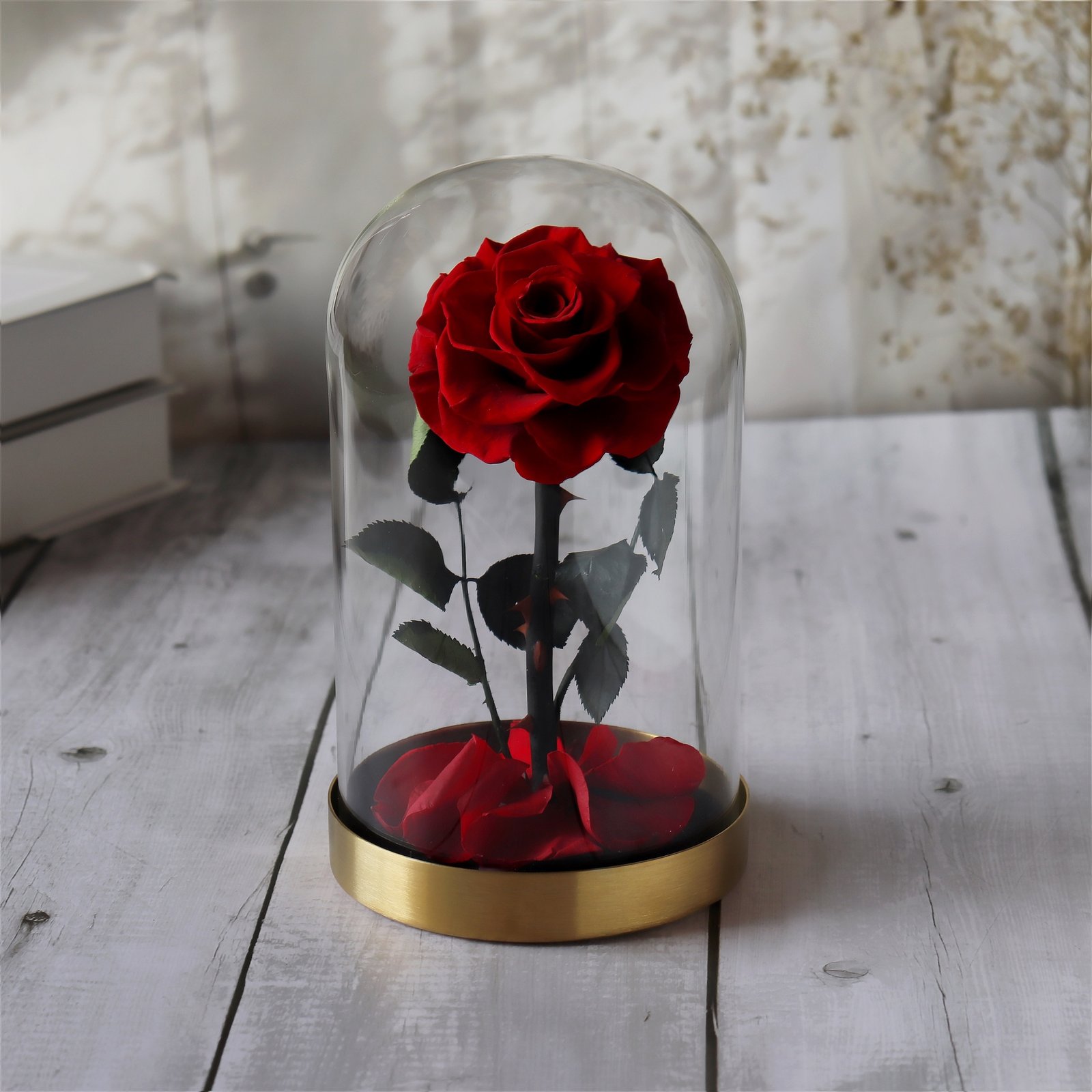 Red Flower In Dome Glass - Image 1