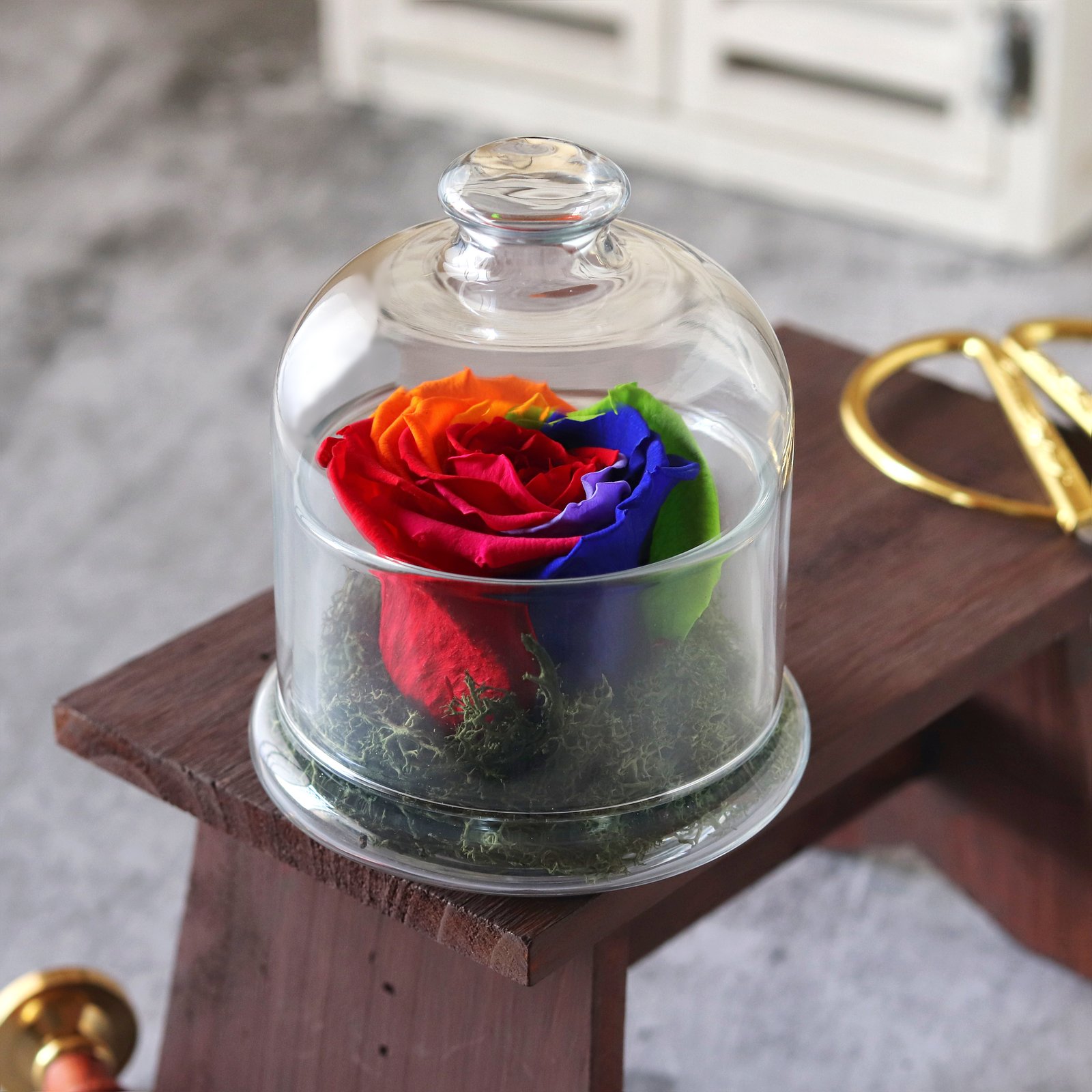  Perpetual Rainbow Roses With Vase - Image 1