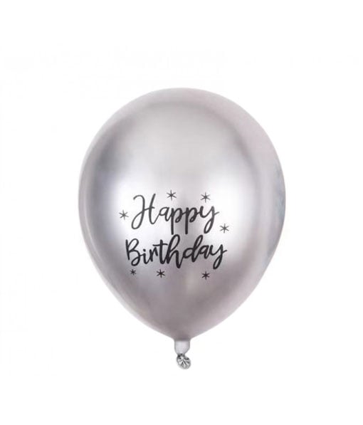 Helium Birthday Balloon Silver Chrome - Image 1