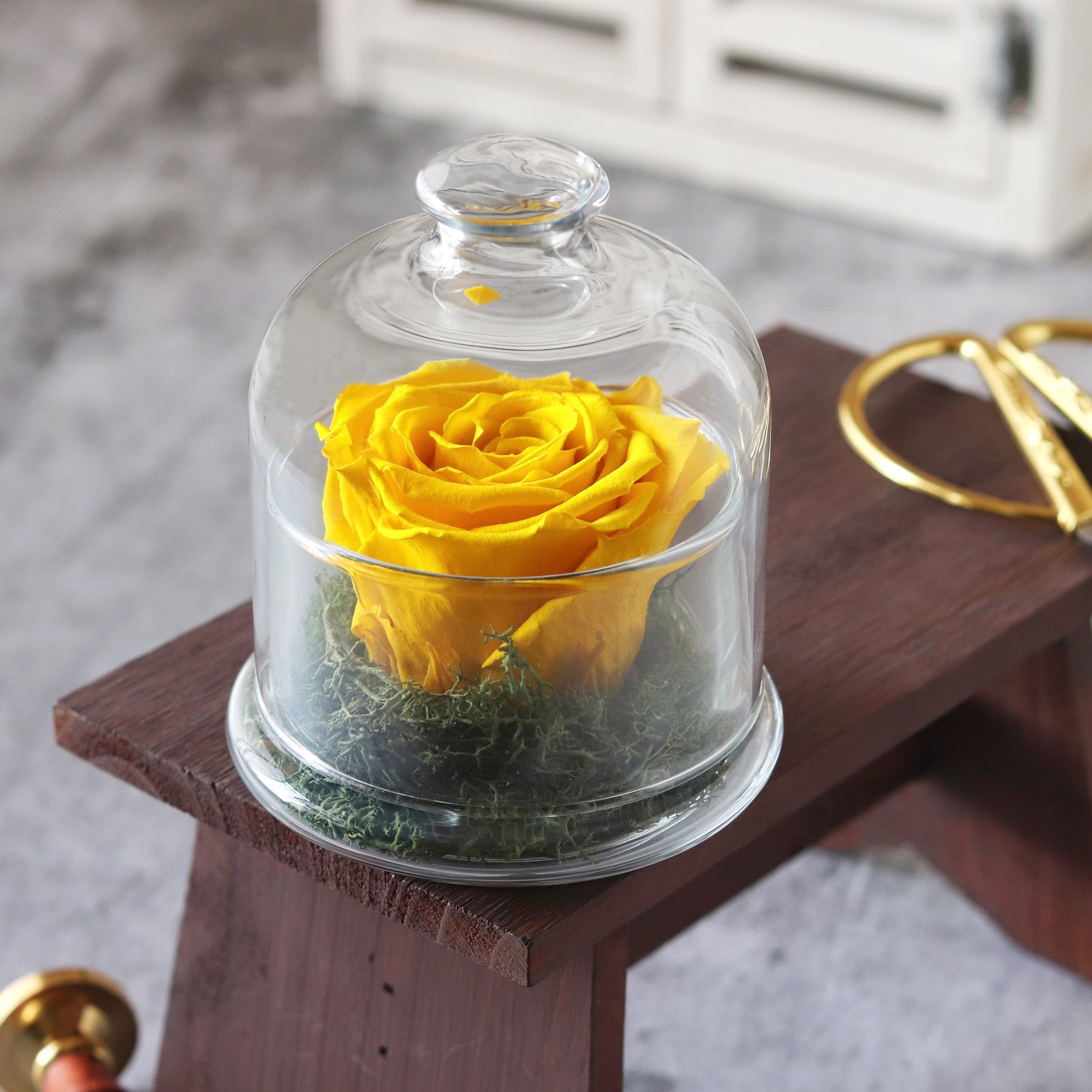 Perpetual Yellow Rose With Flower Vase - Image 1