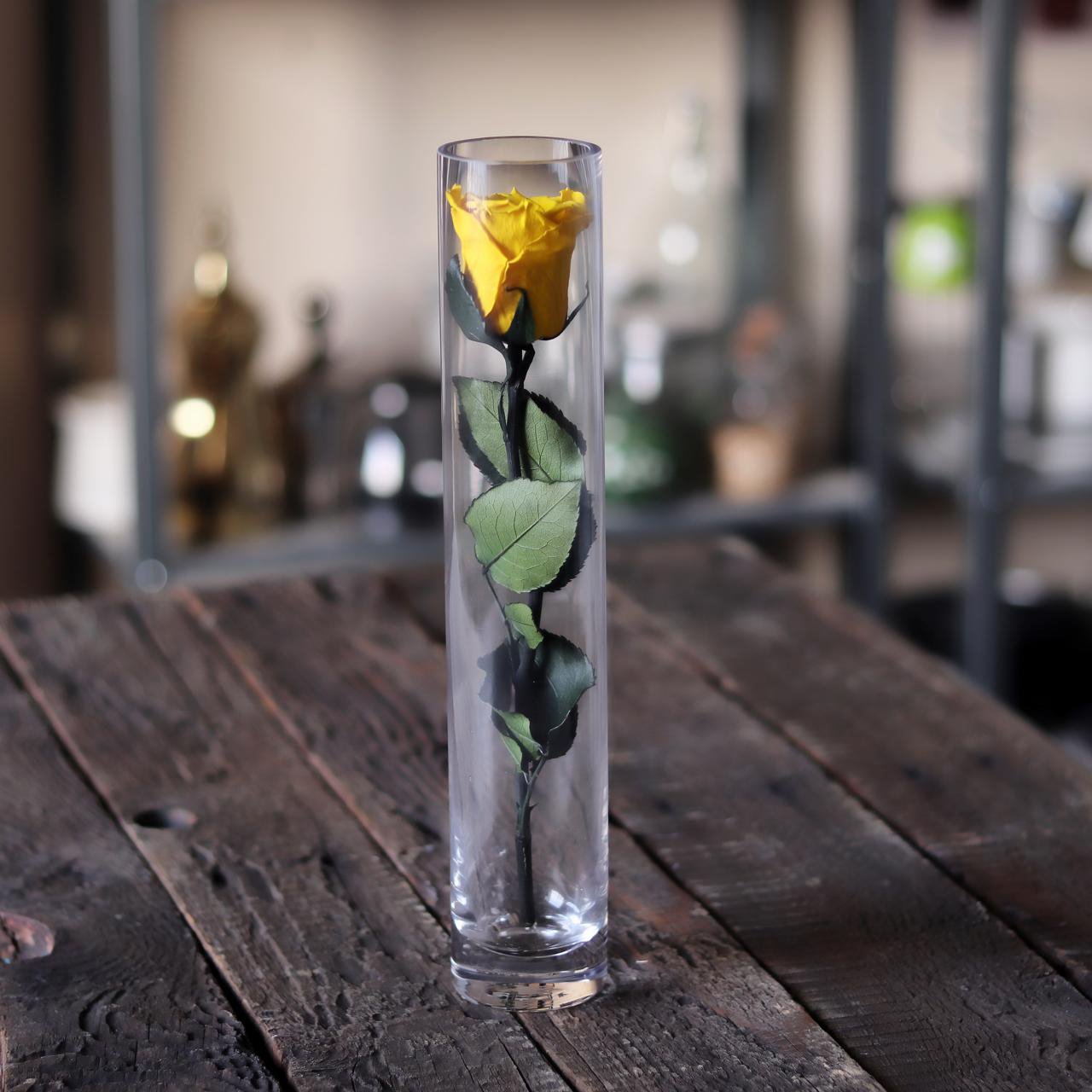 A Preserved Yellow Rose in Tube vase - Image 1