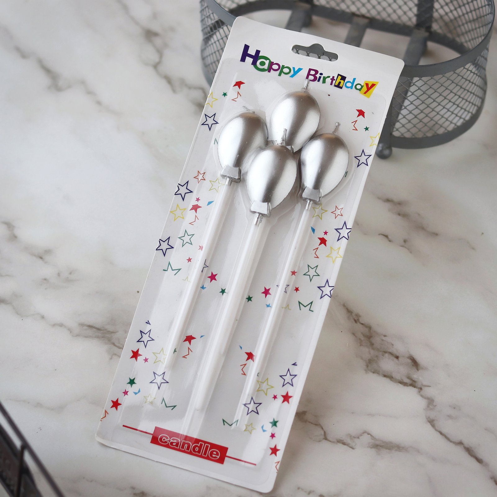 Silver Balloon Candles  - Image 1