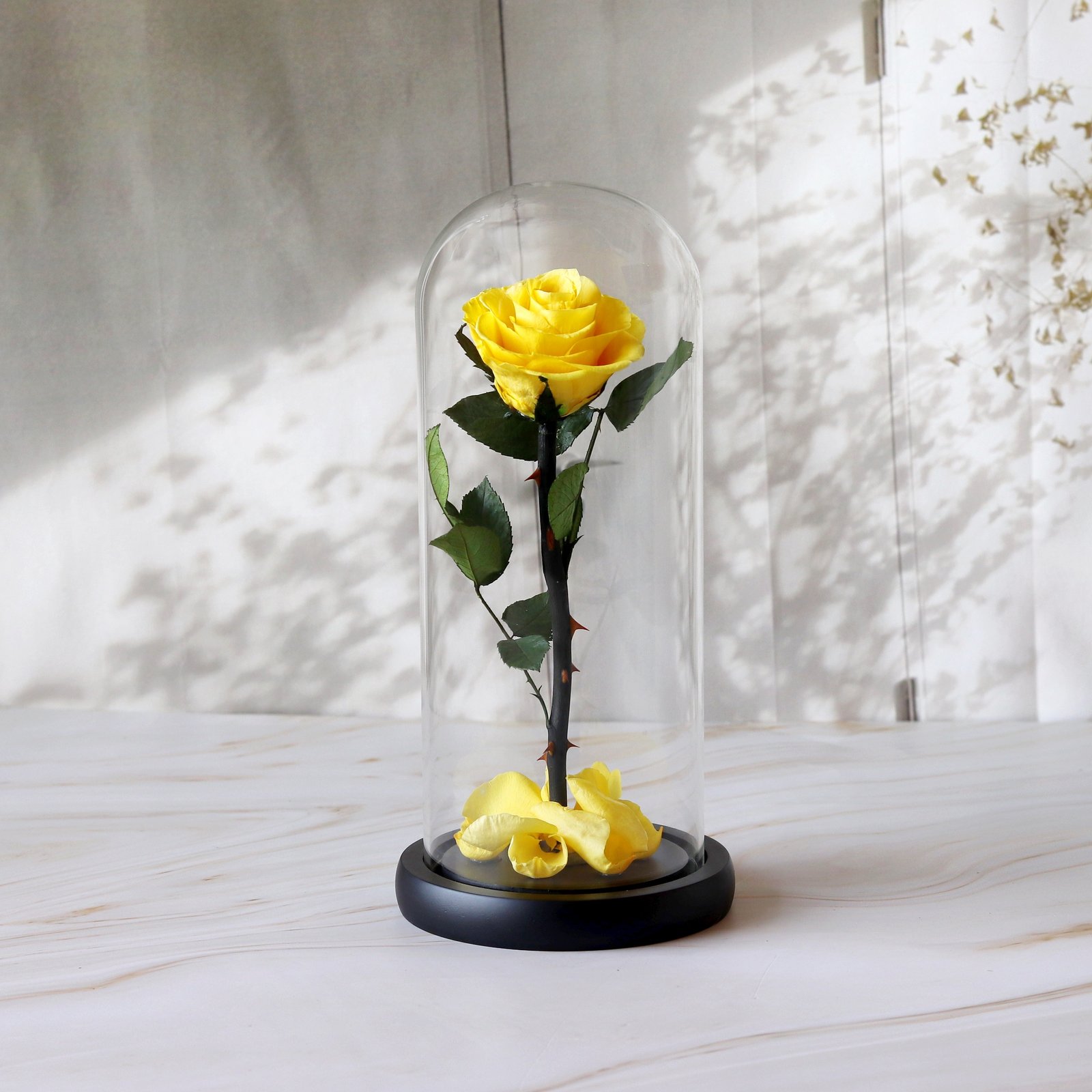 Yellow Flowers In Glass Vase - Image 1